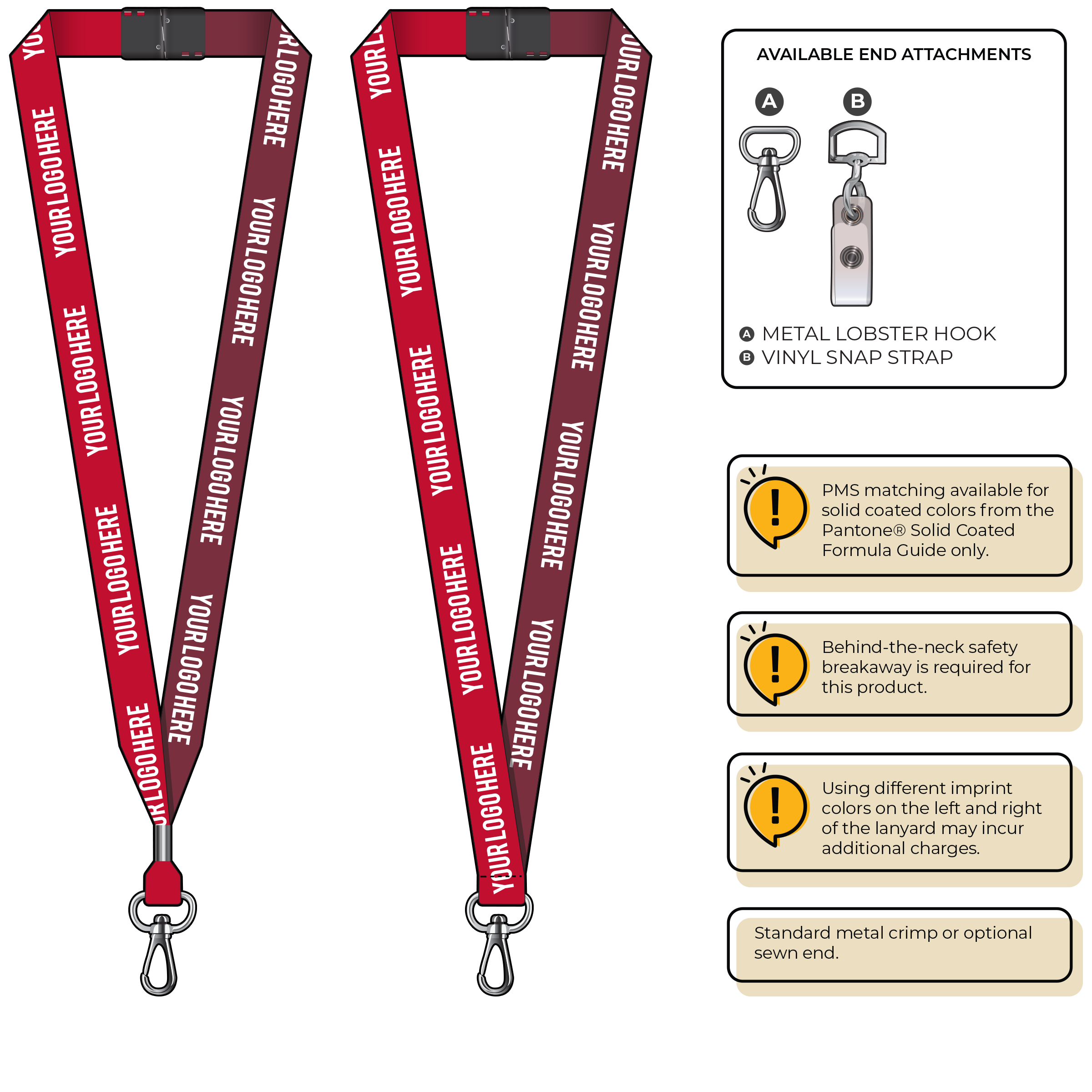 BH0052 | 3/4" Two Tone MicroWeave Silkscreen Lanyards :: NON-STANDARD END ATTACHMENTS