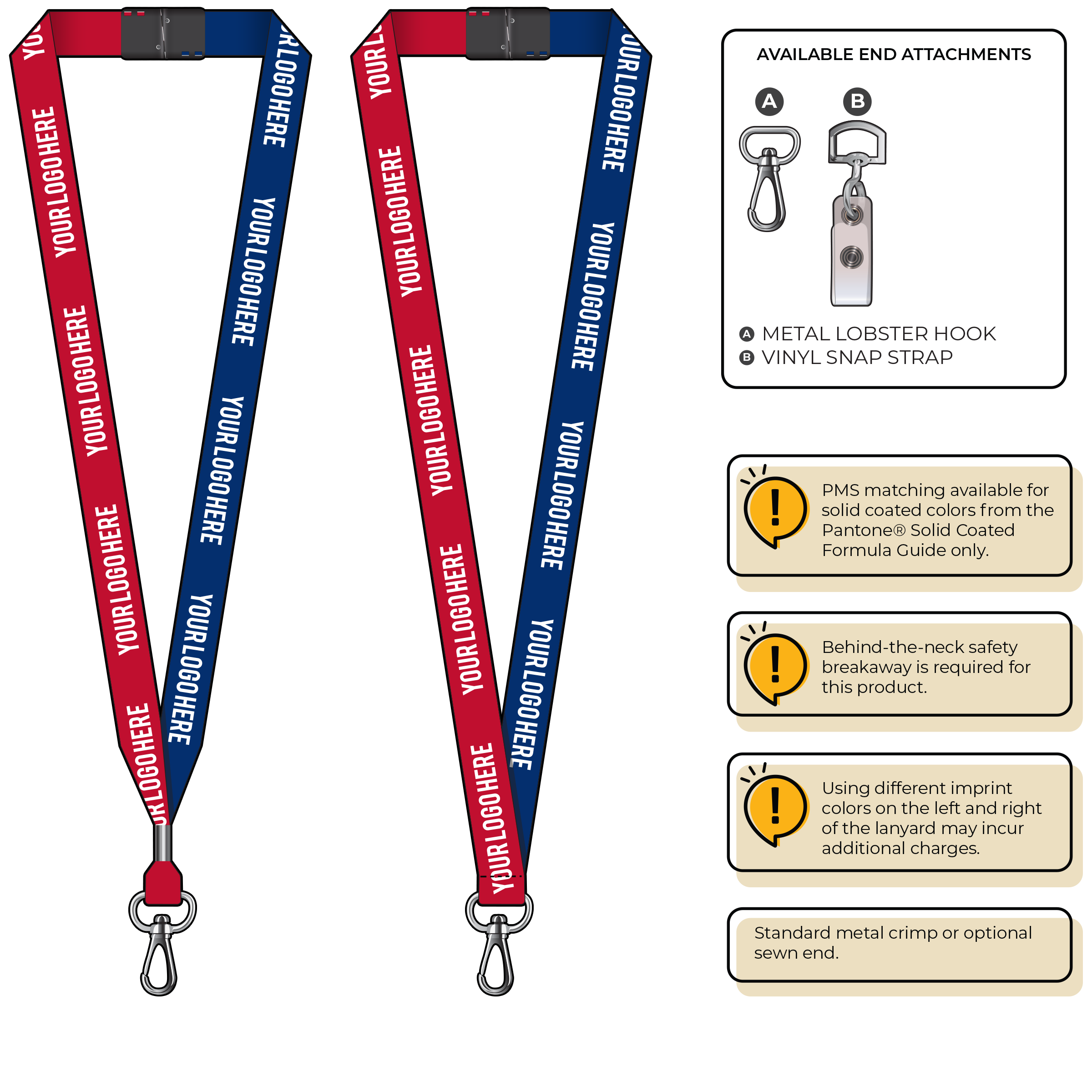 BH0052 | 3/4" Two Tone MicroWeave Silkscreen Lanyards :: NON-STANDARD END ATTACHMENTS