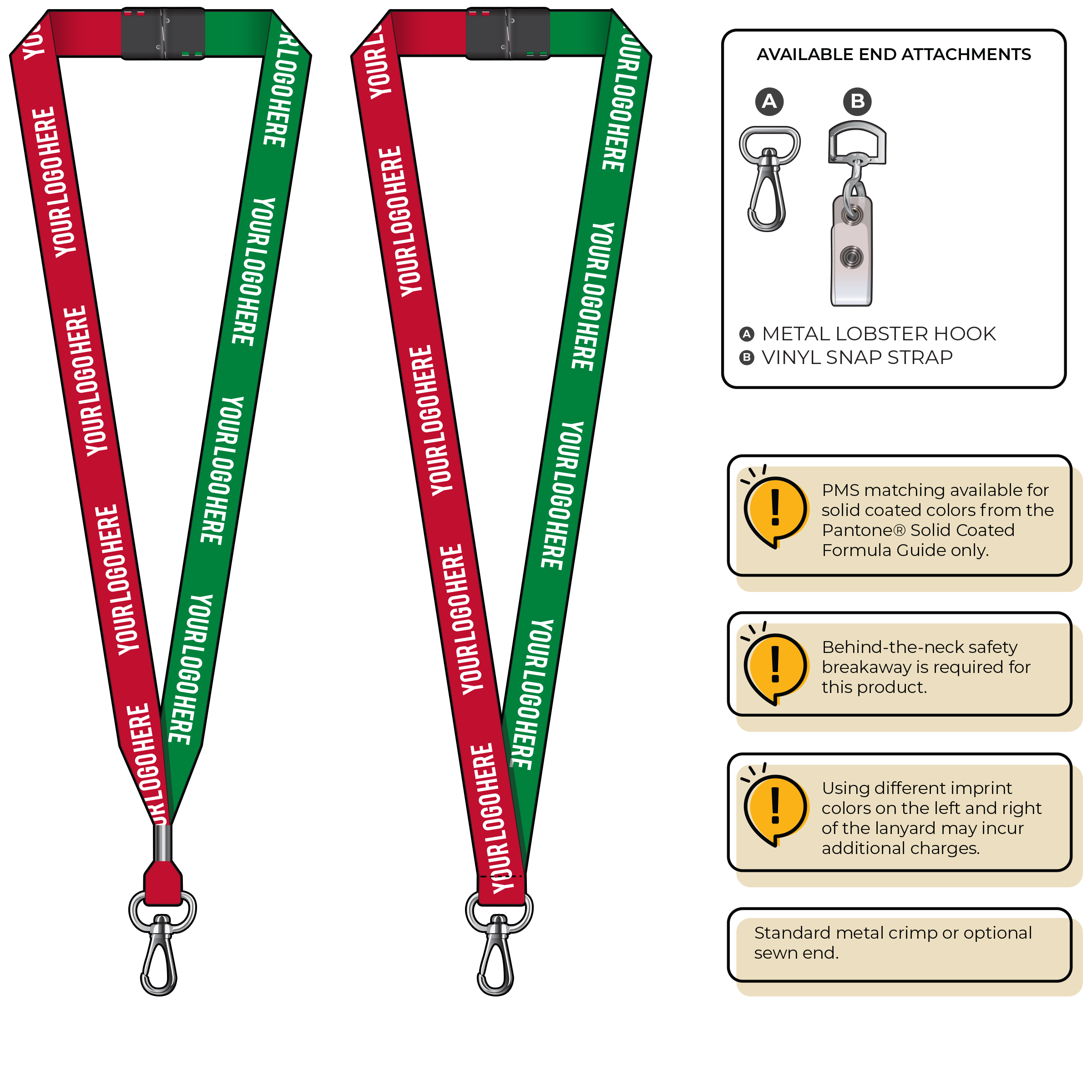 BH0052 | 3/4" Two Tone MicroWeave Silkscreen Lanyards :: NON-STANDARD END ATTACHMENTS