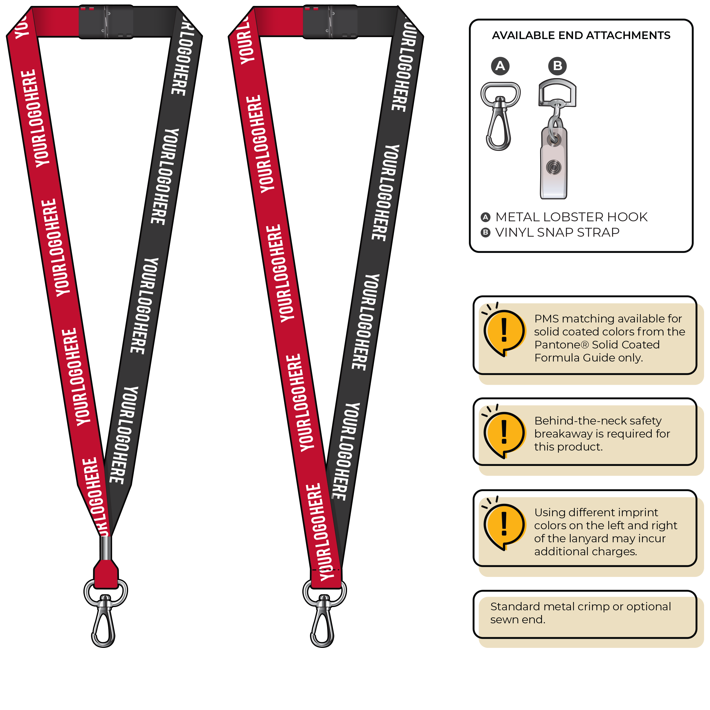 BH0052 | 3/4" Two Tone MicroWeave Silkscreen Lanyards :: NON-STANDARD END ATTACHMENTS