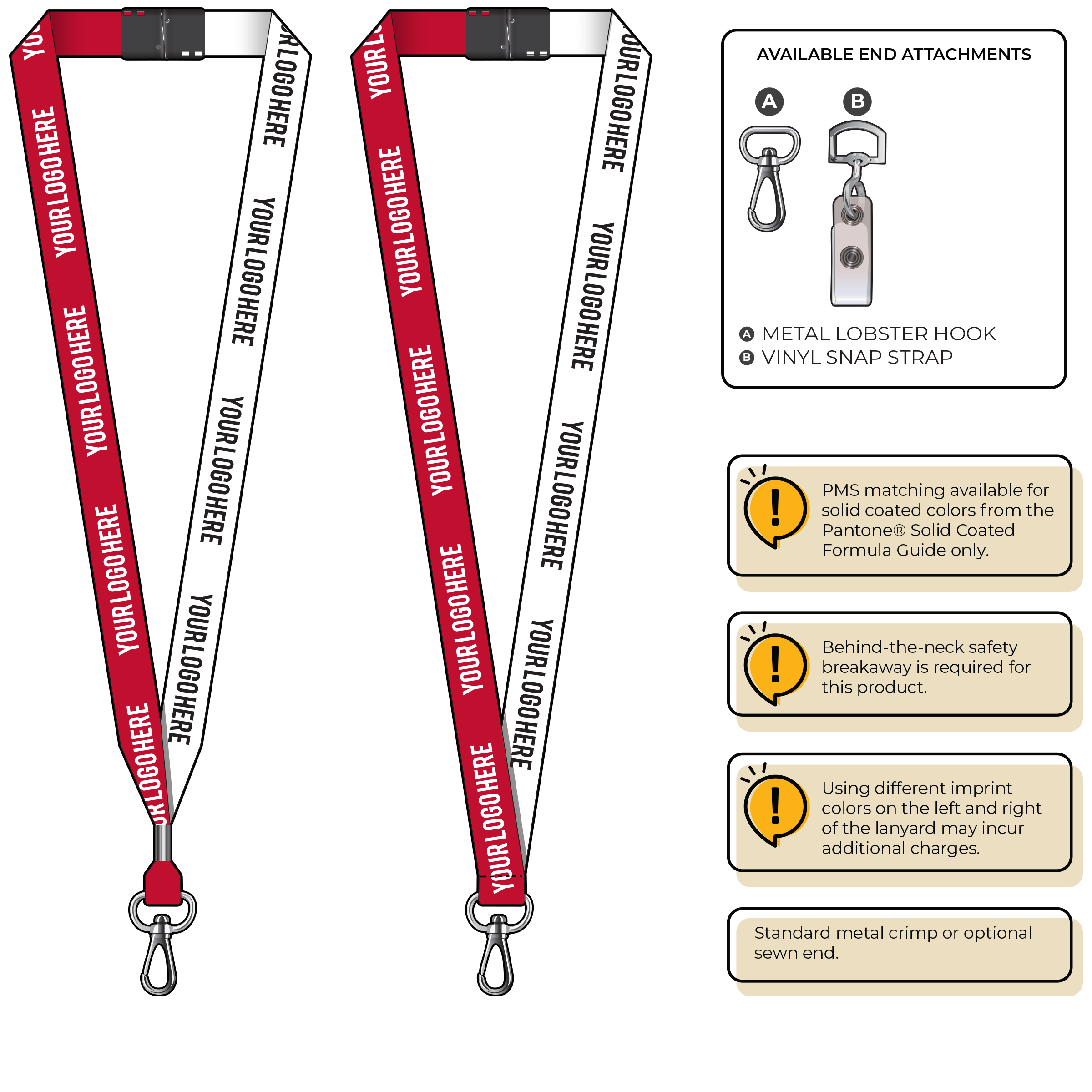 BH0052 | 3/4" Two Tone MicroWeave Silkscreen Lanyards :: NON-STANDARD END ATTACHMENTS