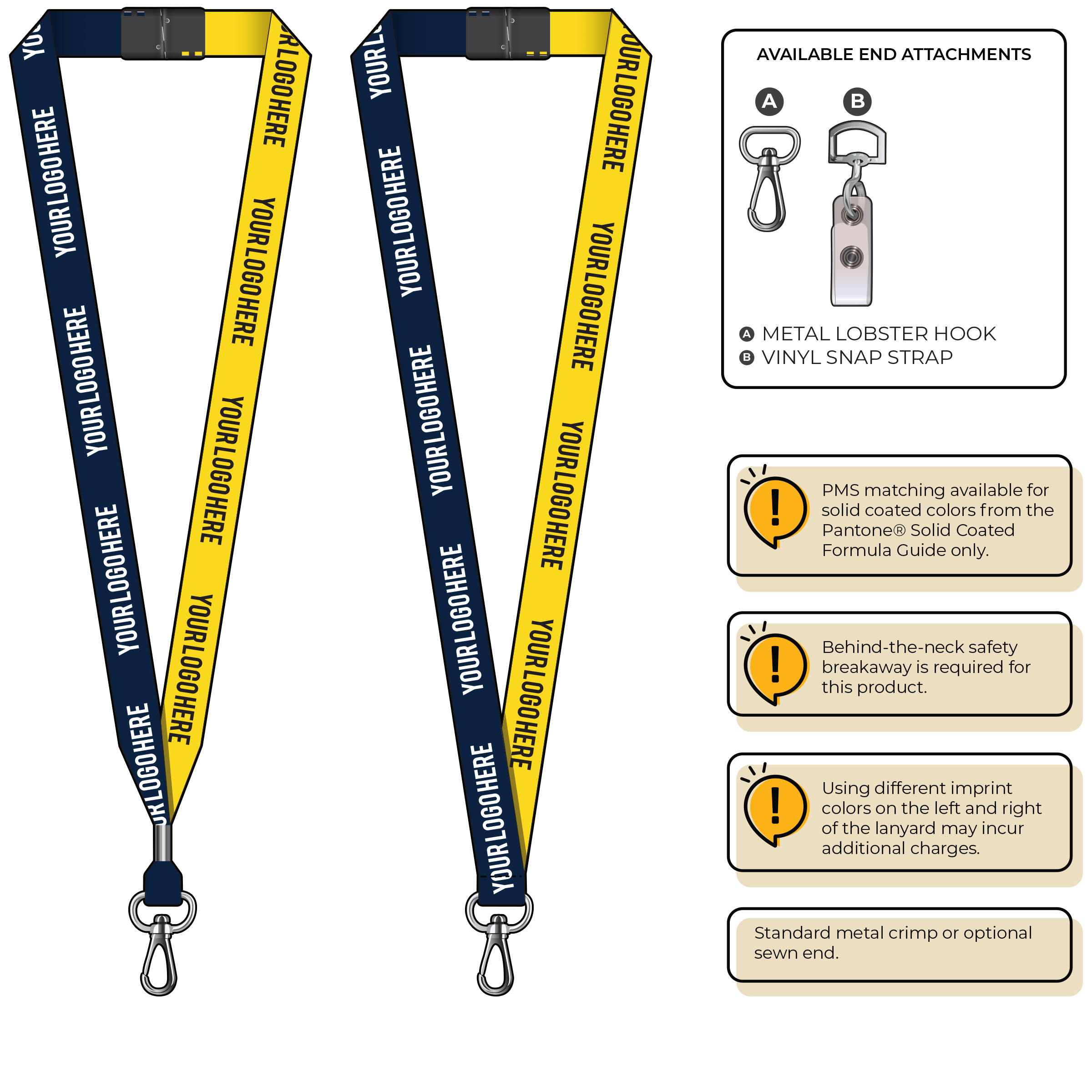 BH0052 | 3/4" Two Tone MicroWeave Silkscreen Lanyards :: NON-STANDARD END ATTACHMENTS