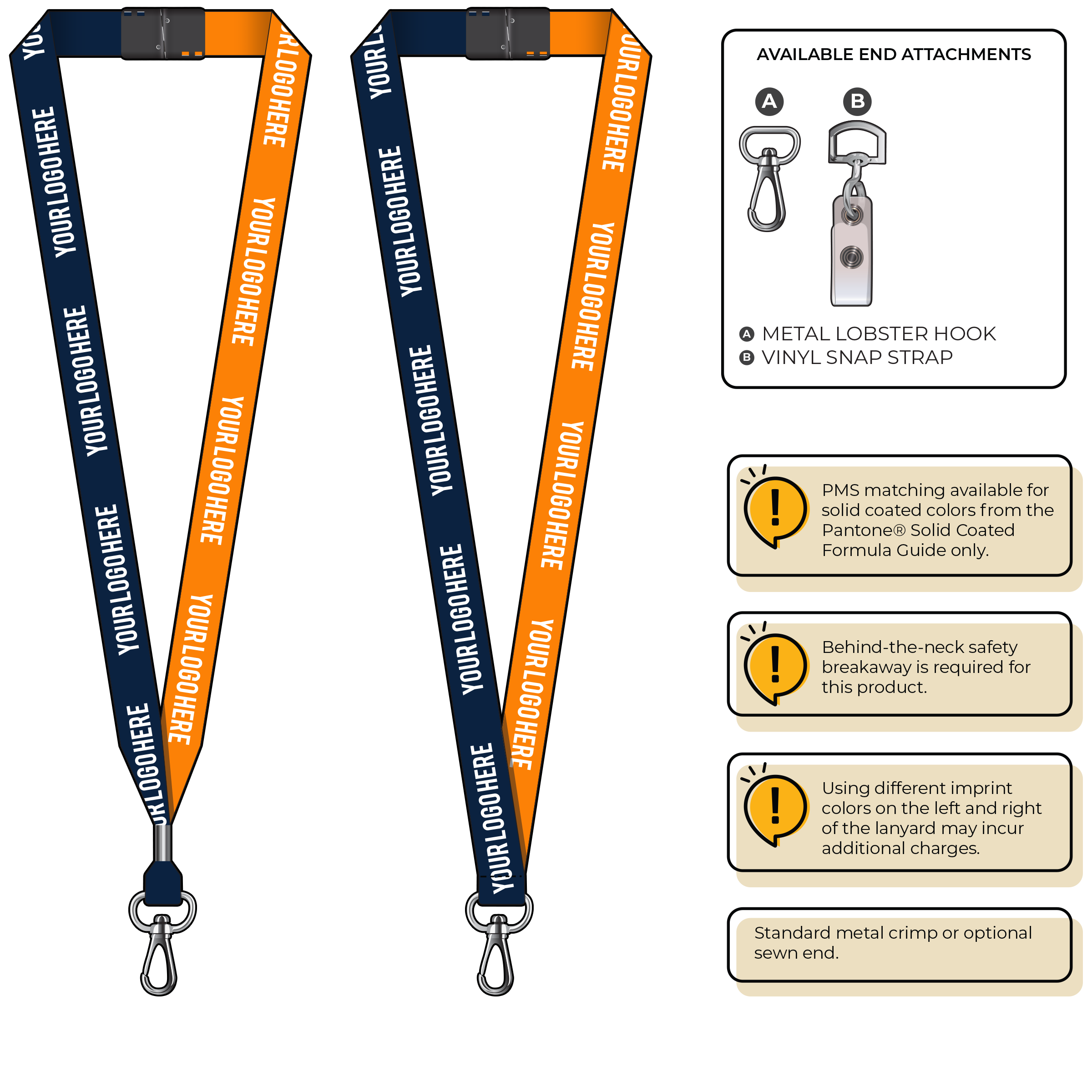 BH0052 | 3/4" Two Tone MicroWeave Silkscreen Lanyards :: NON-STANDARD END ATTACHMENTS