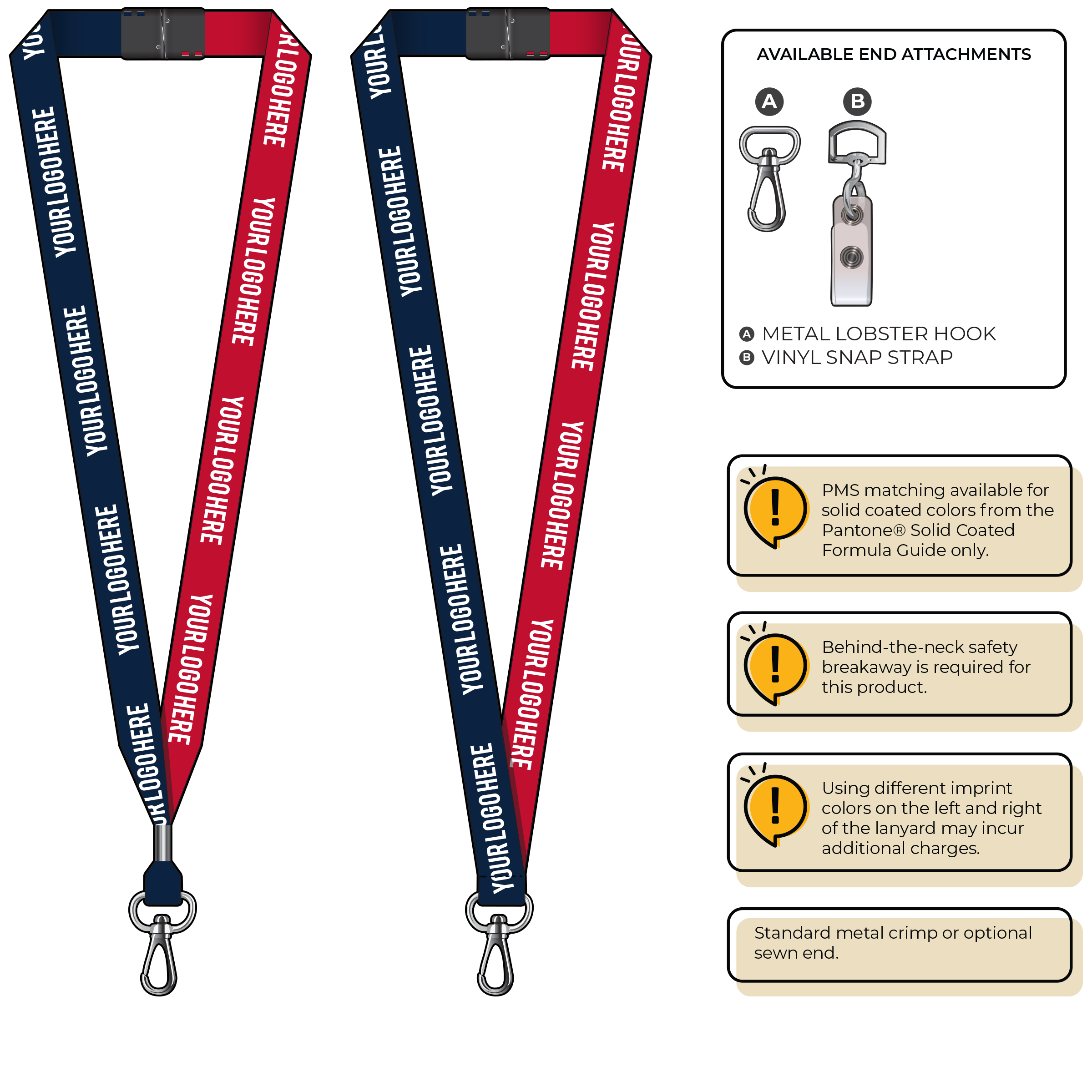 BH0052 | 3/4" Two Tone MicroWeave Silkscreen Lanyards :: NON-STANDARD END ATTACHMENTS