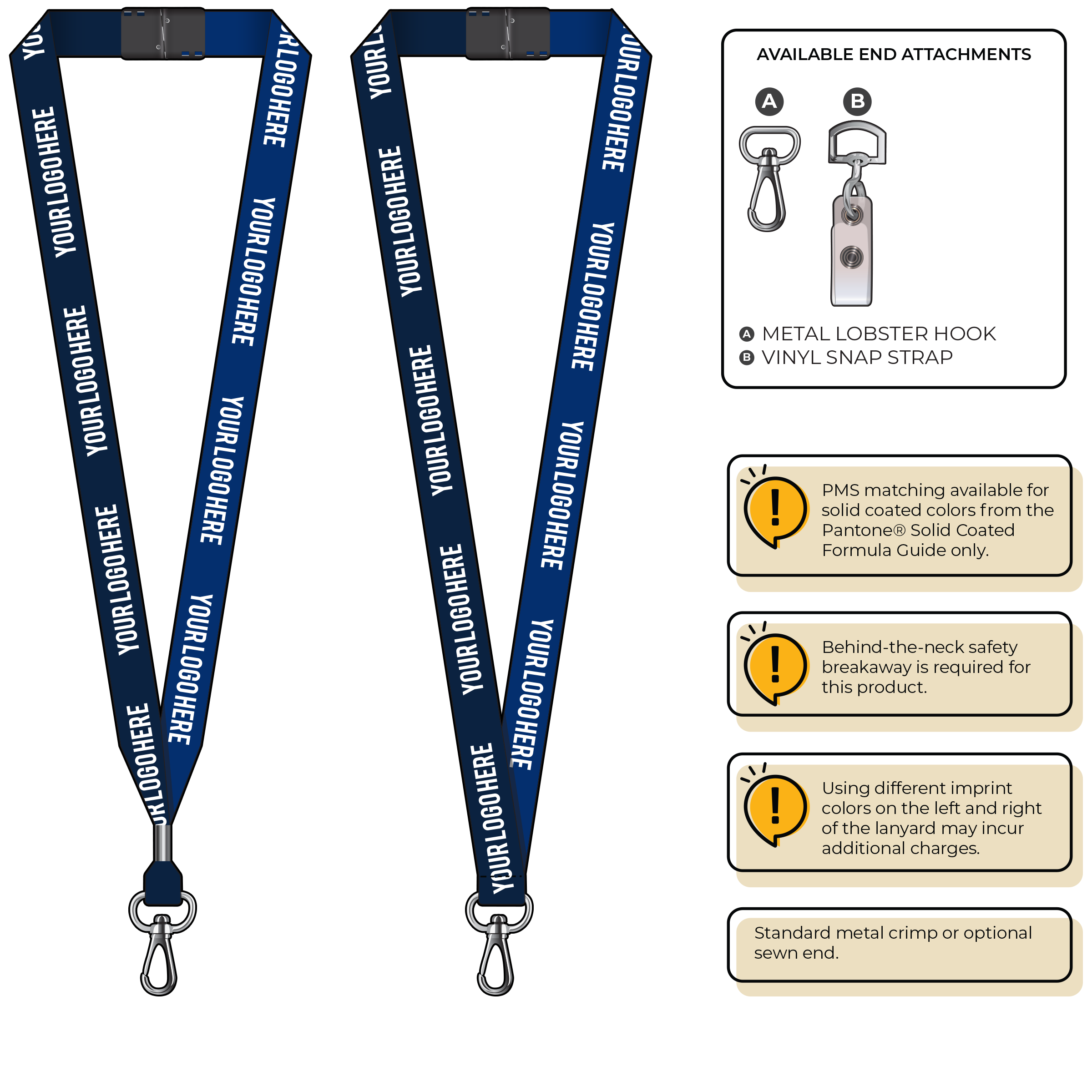 BH0052 | 3/4" Two Tone MicroWeave Silkscreen Lanyards :: NON-STANDARD END ATTACHMENTS