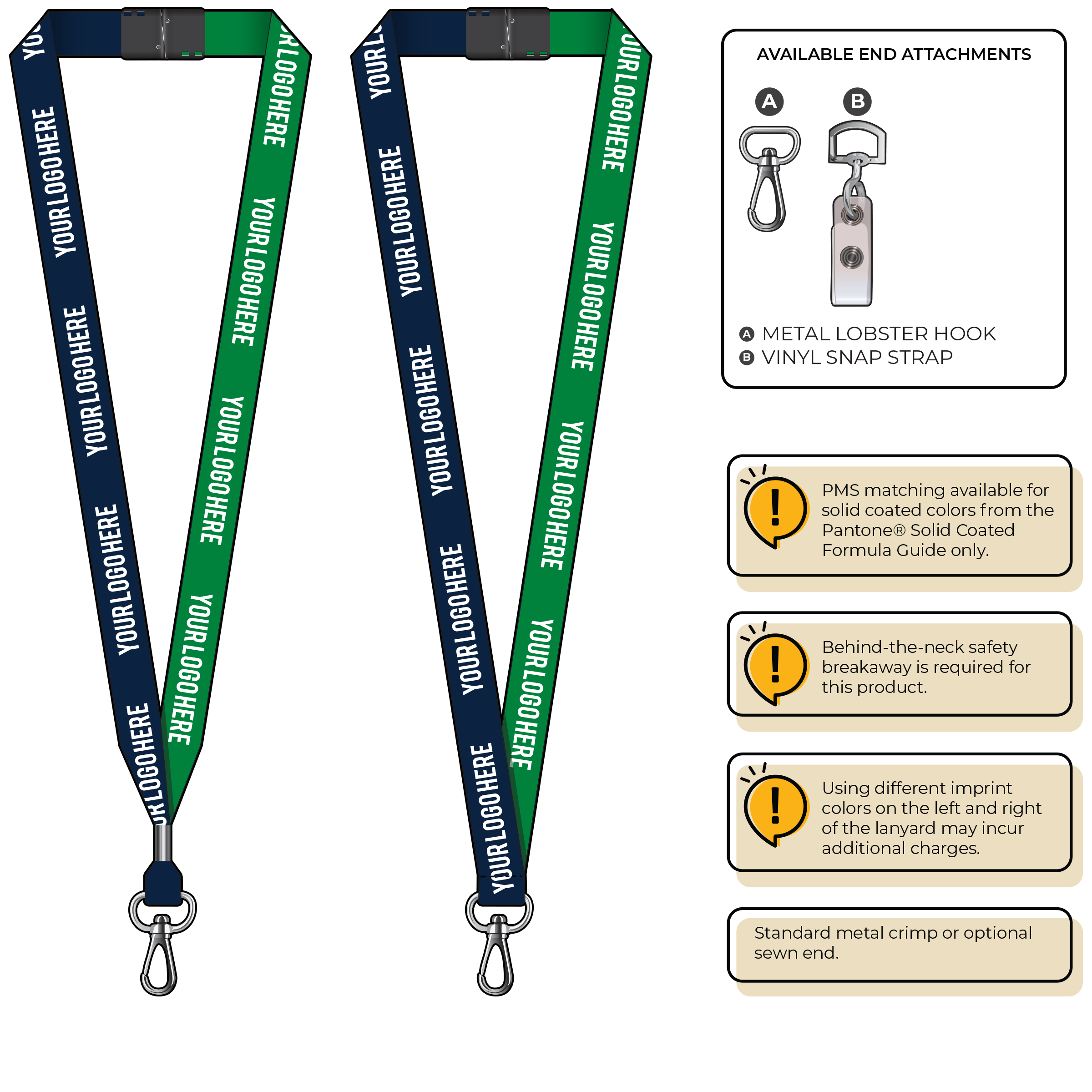 BH0052 | 3/4" Two Tone MicroWeave Silkscreen Lanyards :: NON-STANDARD END ATTACHMENTS