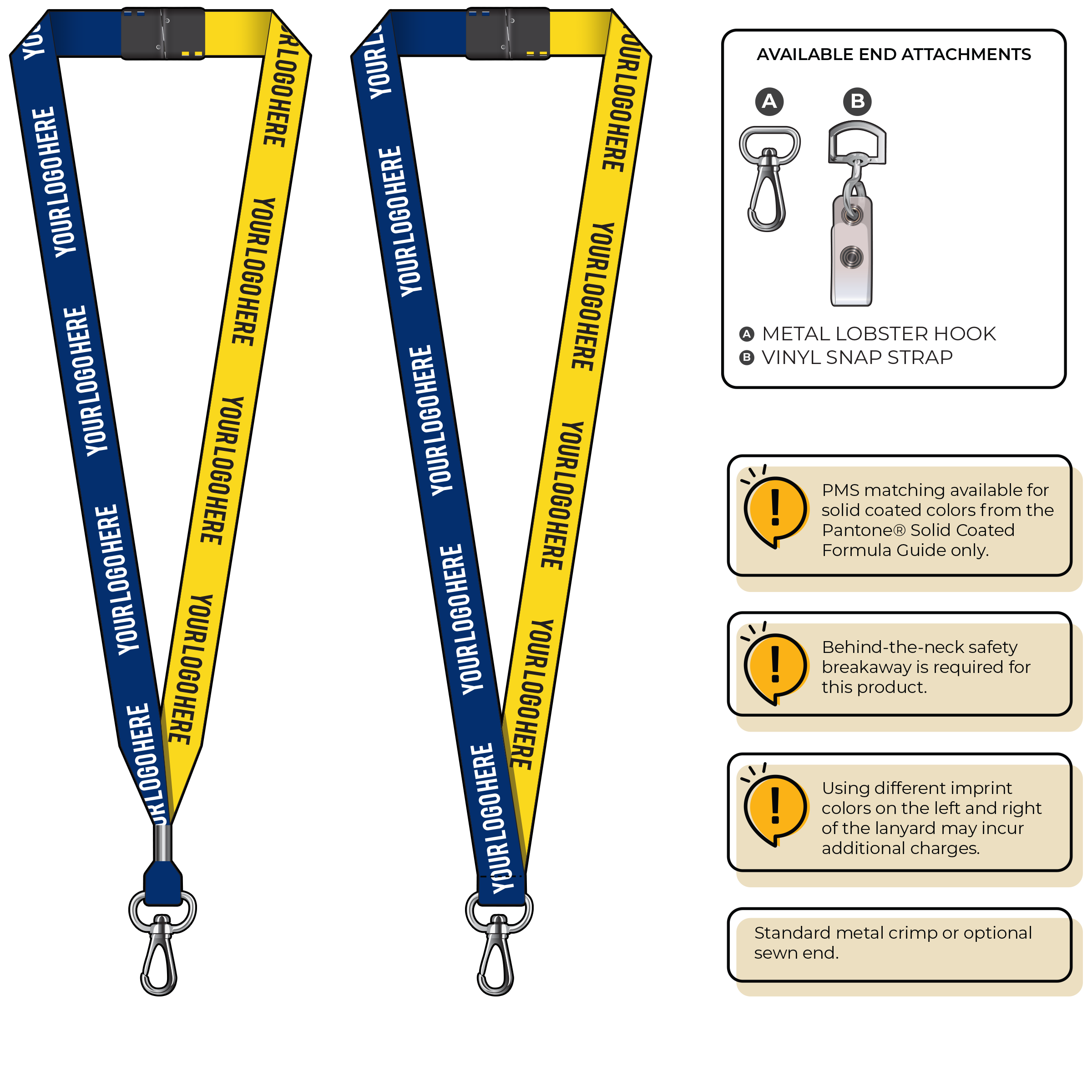 BH0052 | 3/4" Two Tone MicroWeave Silkscreen Lanyards :: NON-STANDARD END ATTACHMENTS