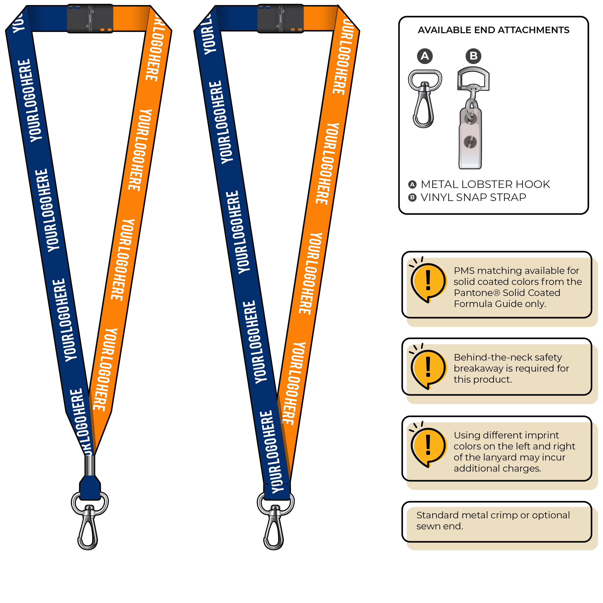 BH0052 | 3/4" Two Tone MicroWeave Silkscreen Lanyards :: NON-STANDARD END ATTACHMENTS
