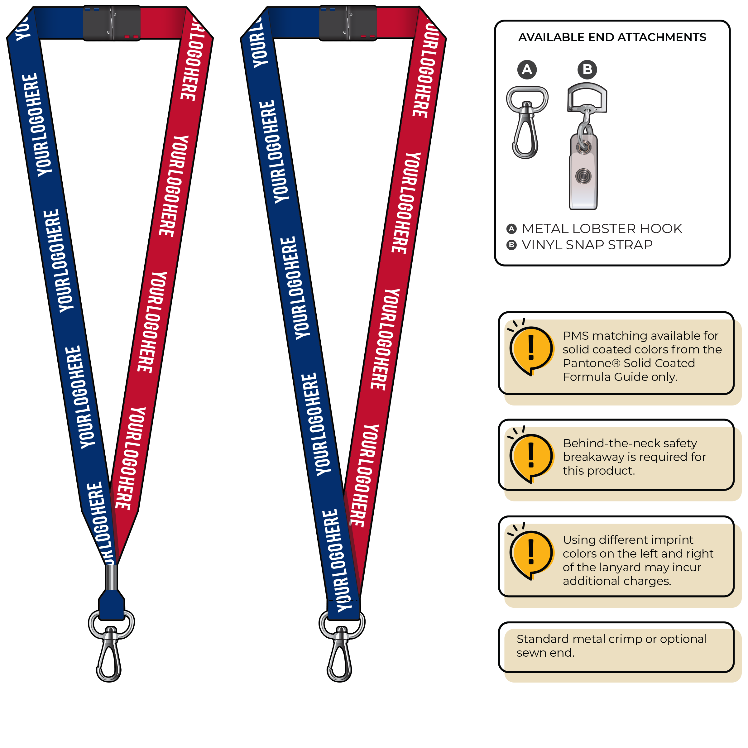 BH0052 | 3/4" Two Tone MicroWeave Silkscreen Lanyards :: NON-STANDARD END ATTACHMENTS