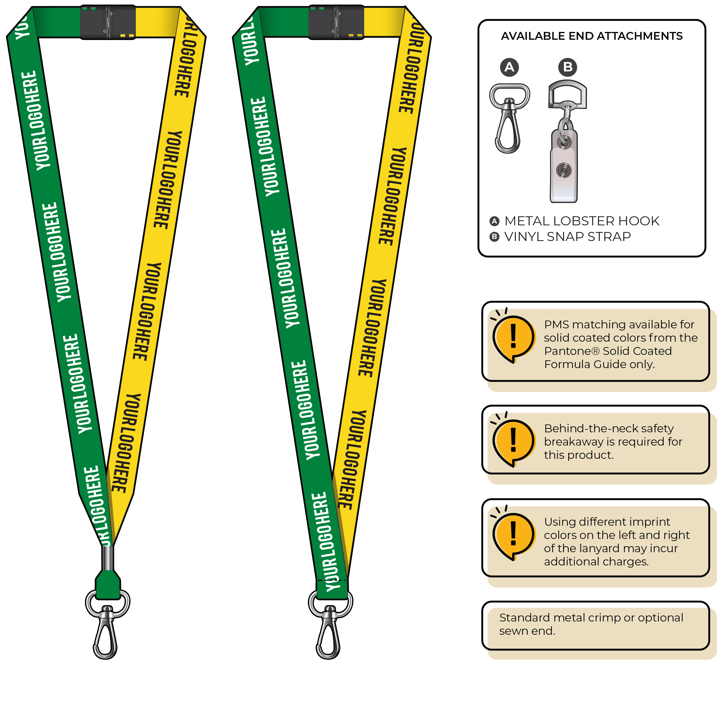 BH0052 | 3/4" Two Tone MicroWeave Silkscreen Lanyards :: NON-STANDARD END ATTACHMENTS