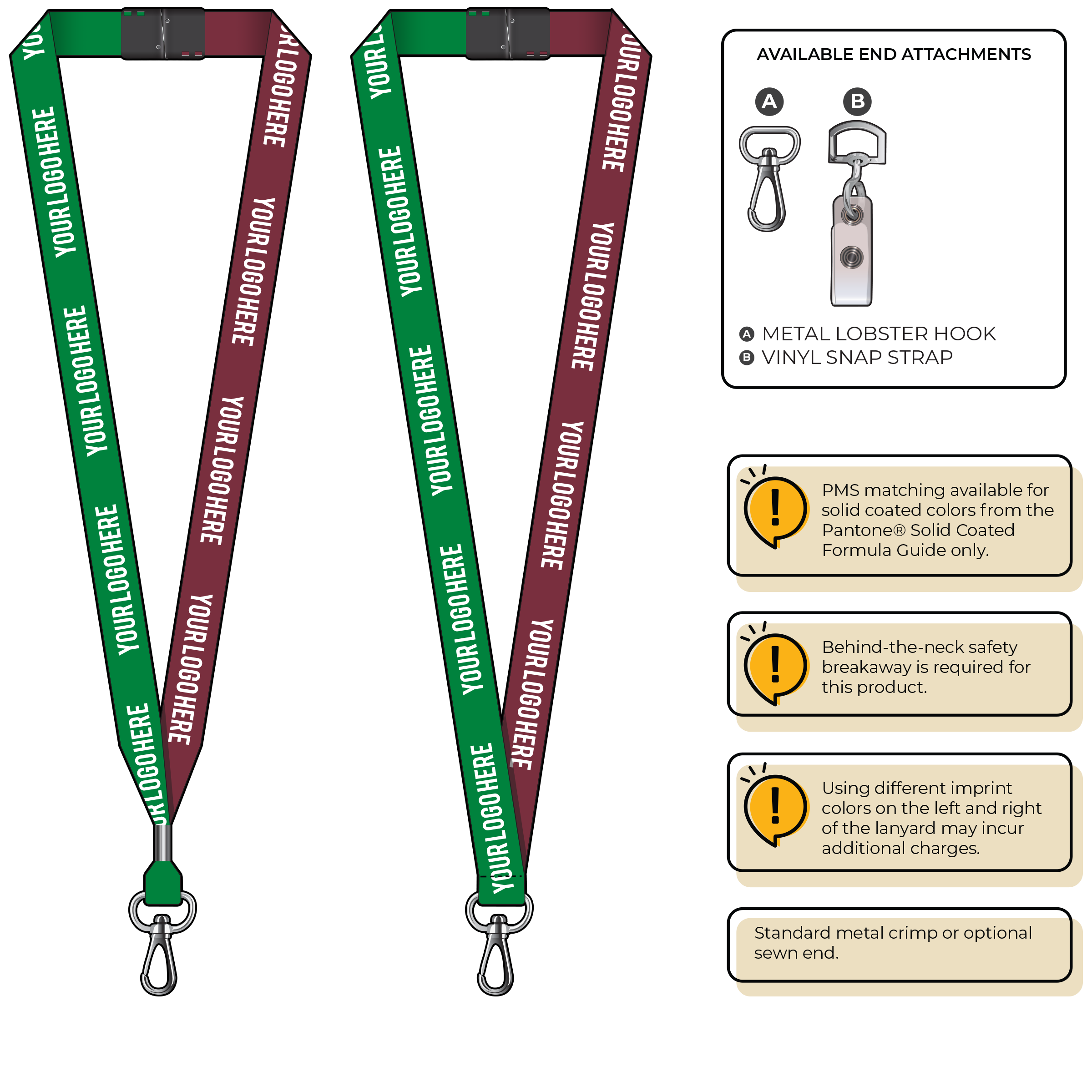 BH0052 | 3/4" Two Tone MicroWeave Silkscreen Lanyards :: NON-STANDARD END ATTACHMENTS