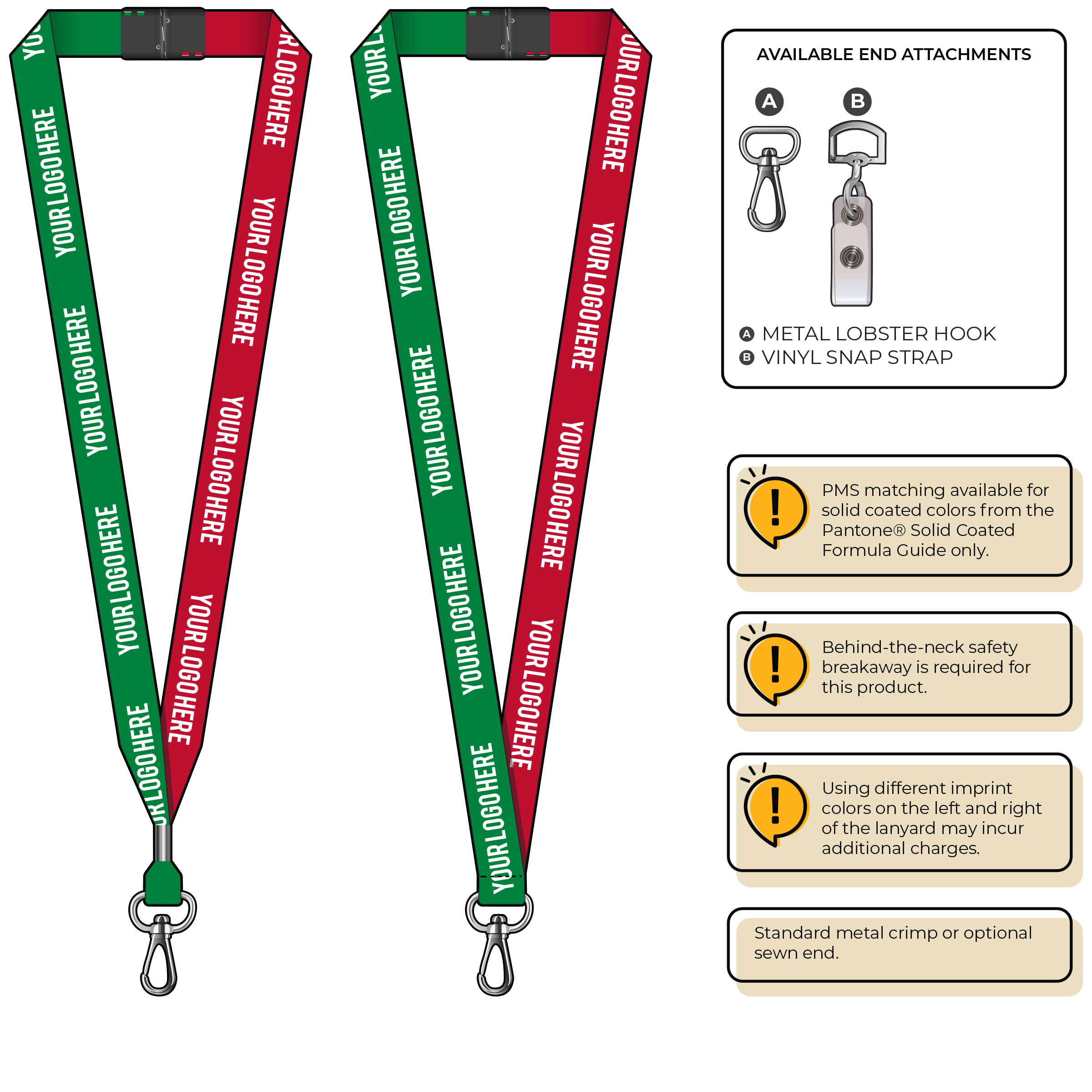 BH0052 | 3/4" Two Tone MicroWeave Silkscreen Lanyards :: NON-STANDARD END ATTACHMENTS