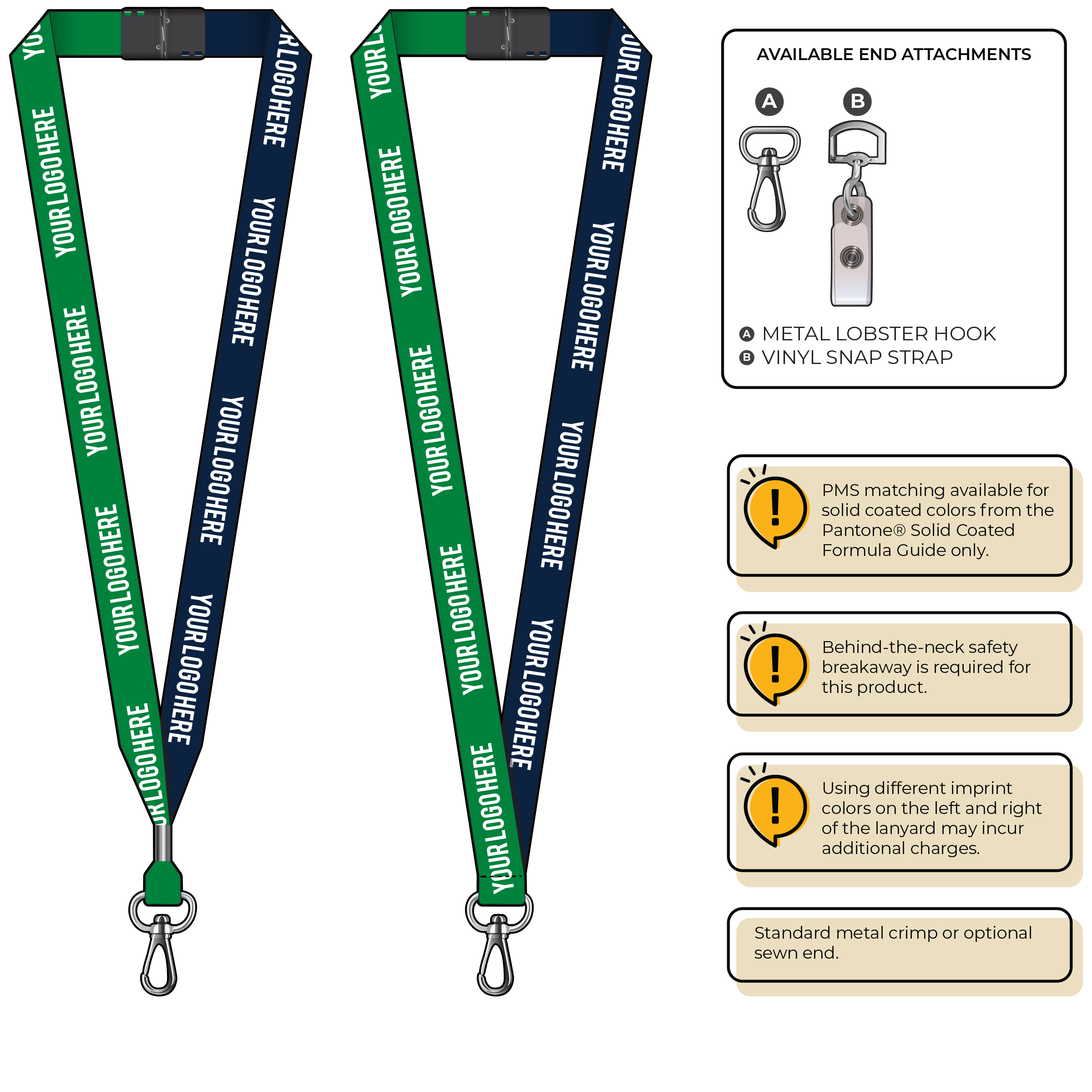 BH0052 | 3/4" Two Tone MicroWeave Silkscreen Lanyards :: NON-STANDARD END ATTACHMENTS