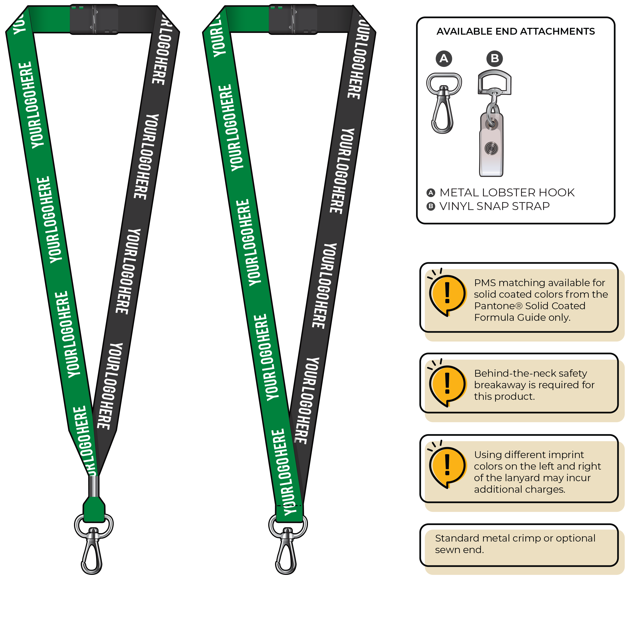 BH0052 | 3/4" Two Tone MicroWeave Silkscreen Lanyards :: NON-STANDARD END ATTACHMENTS