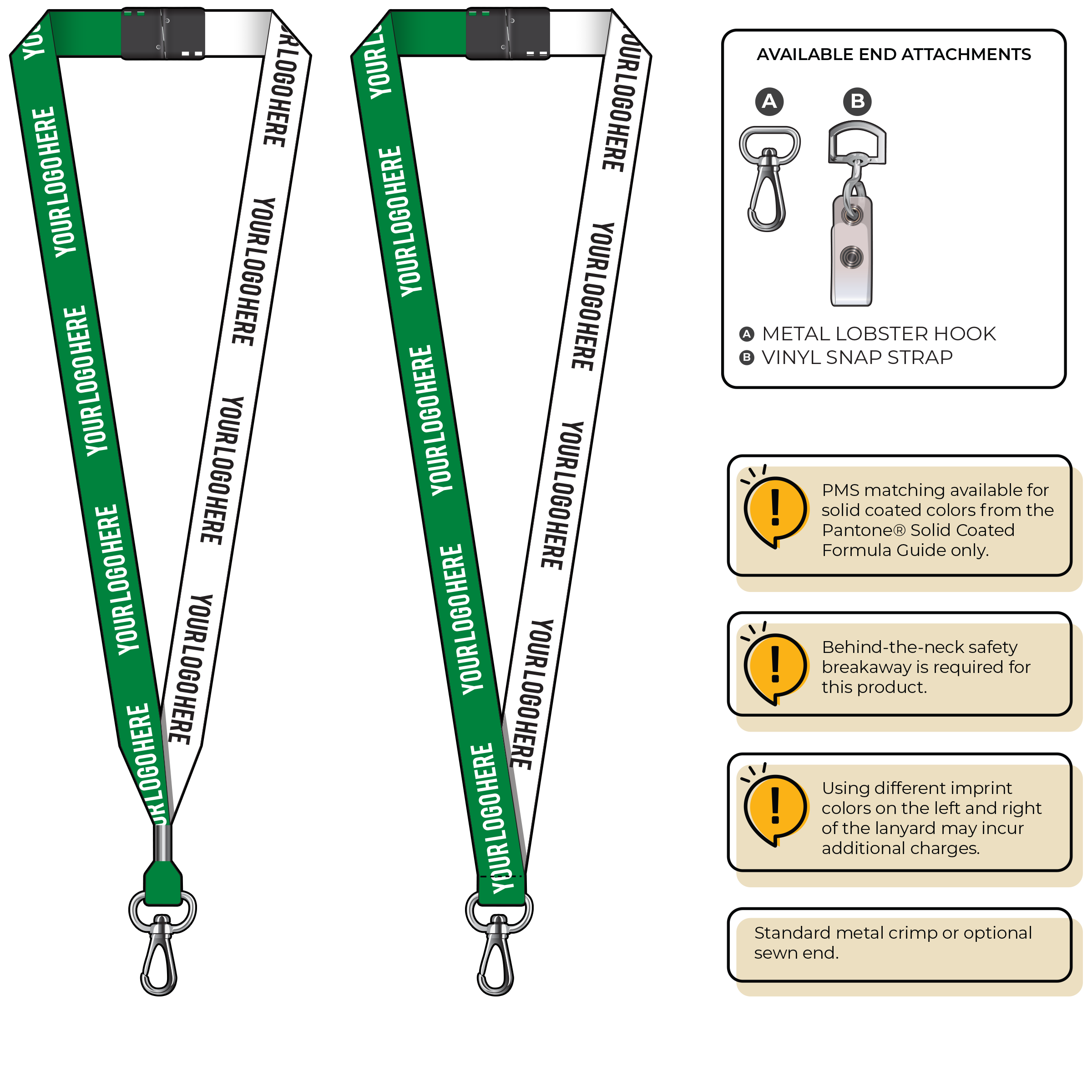 BH0052 | 3/4" Two Tone MicroWeave Silkscreen Lanyards :: NON-STANDARD END ATTACHMENTS