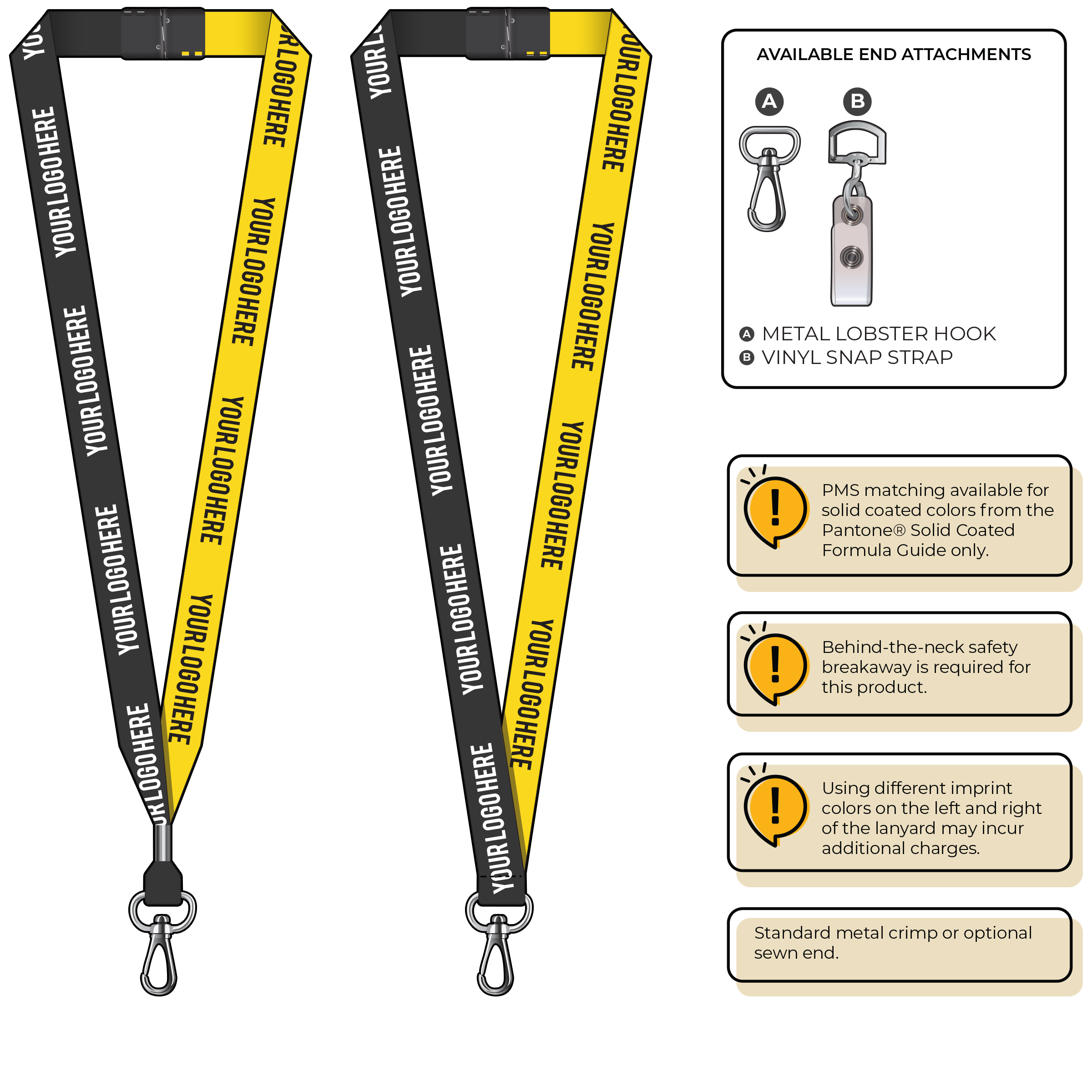 BH0052 | 3/4" Two Tone MicroWeave Silkscreen Lanyards :: NON-STANDARD END ATTACHMENTS