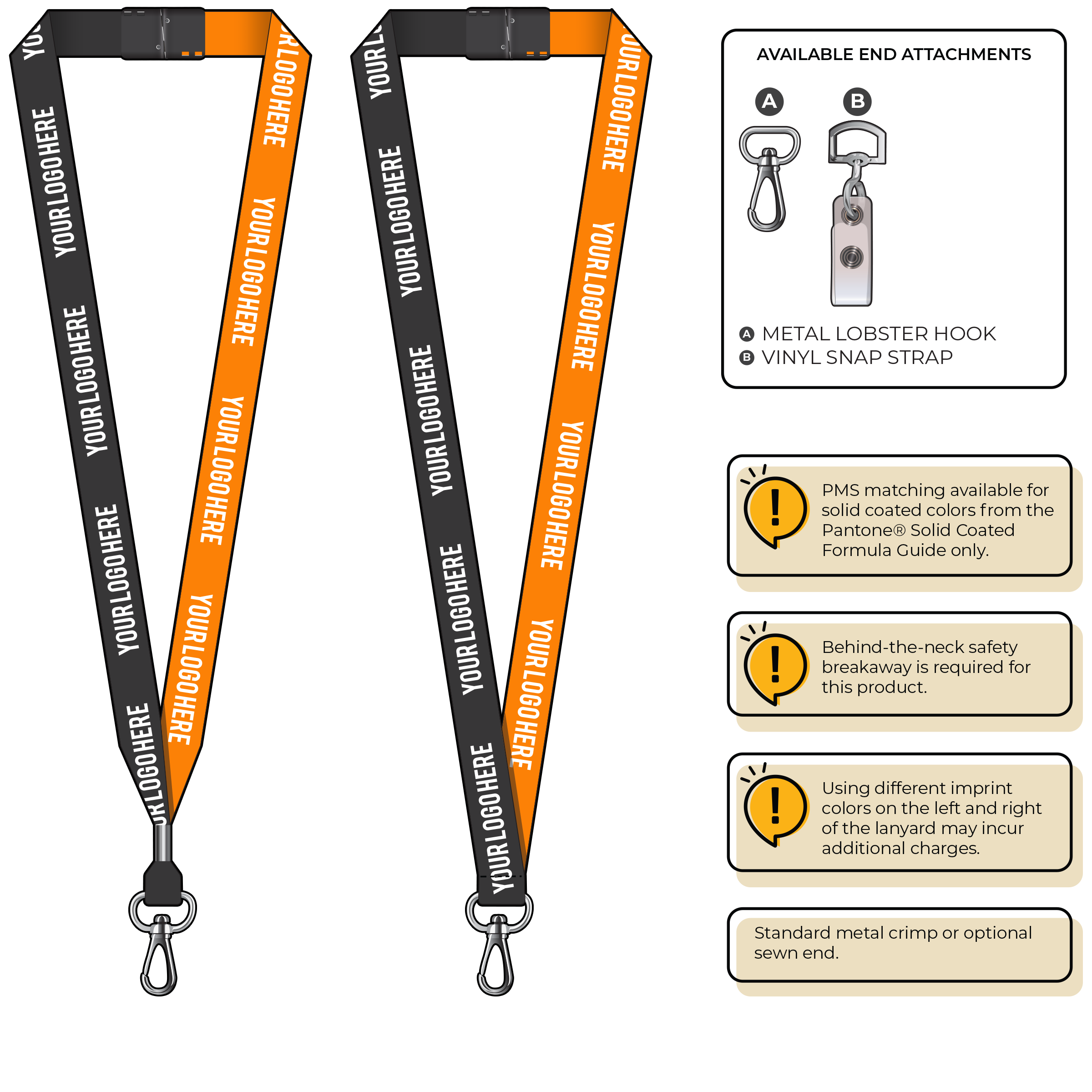 BH0052 | 3/4" Two Tone MicroWeave Silkscreen Lanyards :: NON-STANDARD END ATTACHMENTS