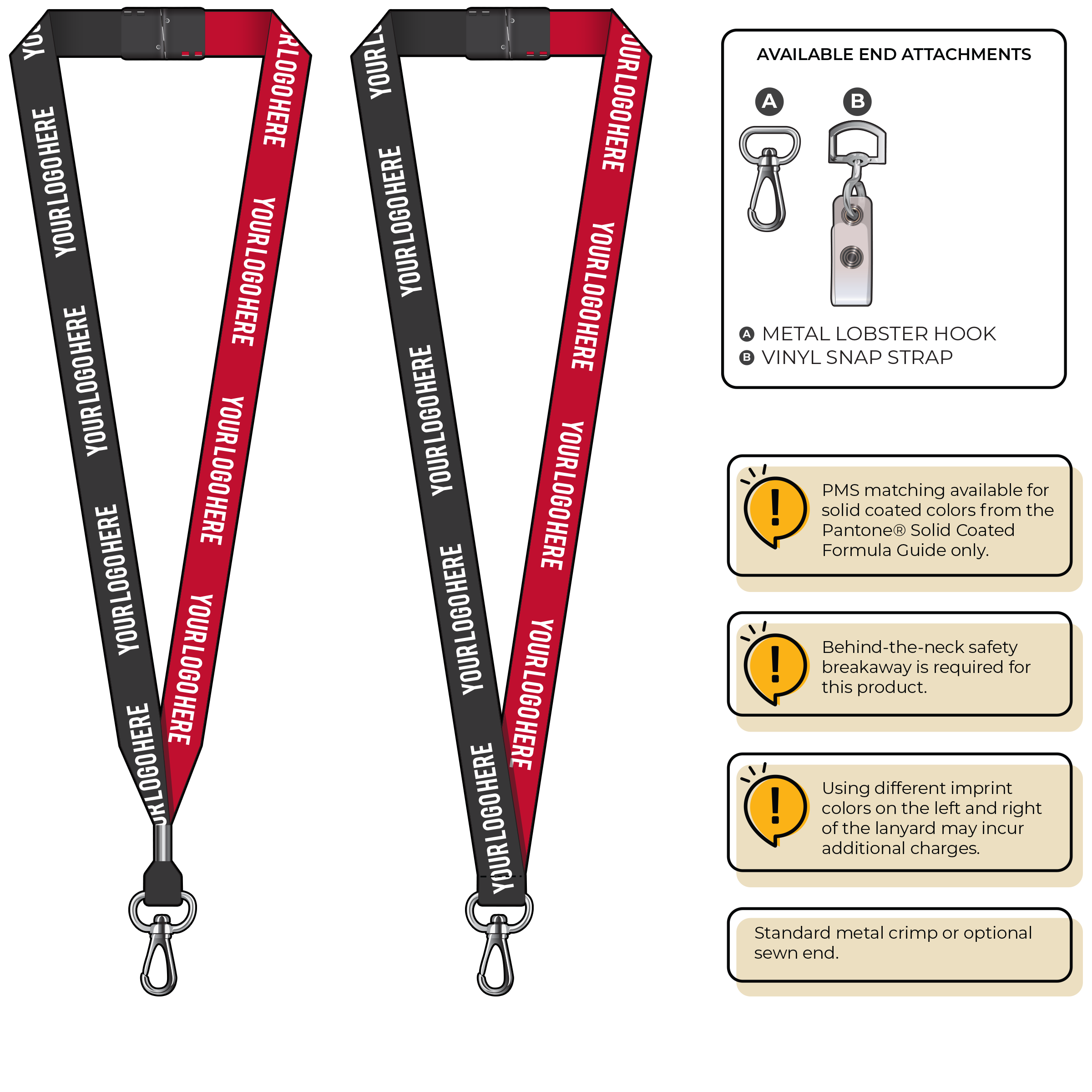 BH0052 | 3/4" Two Tone MicroWeave Silkscreen Lanyards :: NON-STANDARD END ATTACHMENTS