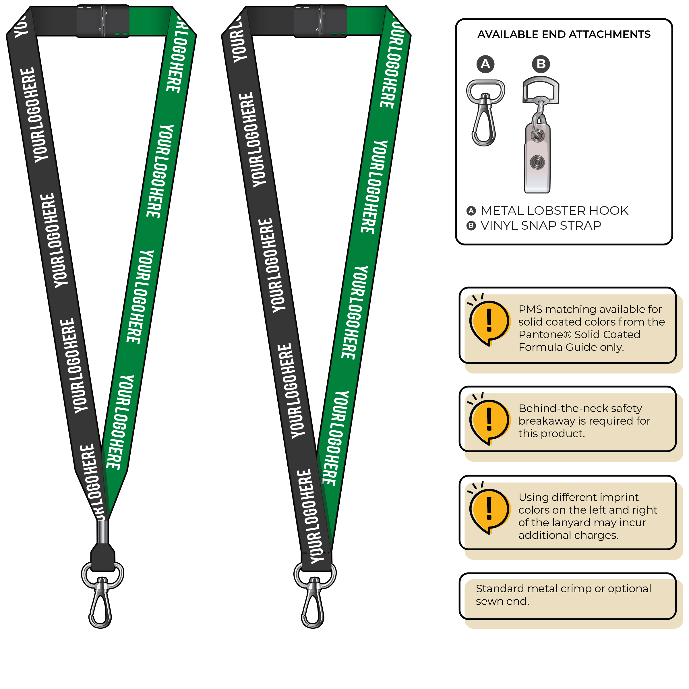 BH0052 | 3/4" Two Tone MicroWeave Silkscreen Lanyards :: NON-STANDARD END ATTACHMENTS
