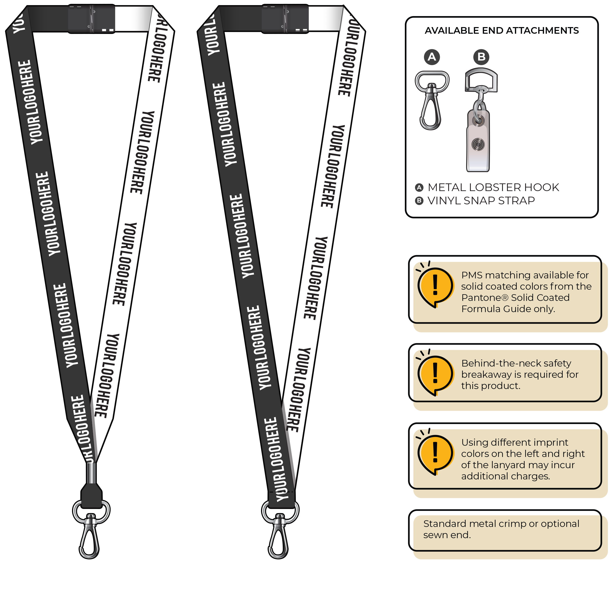 BH0052 | 3/4" Two Tone MicroWeave Silkscreen Lanyards :: NON-STANDARD END ATTACHMENTS