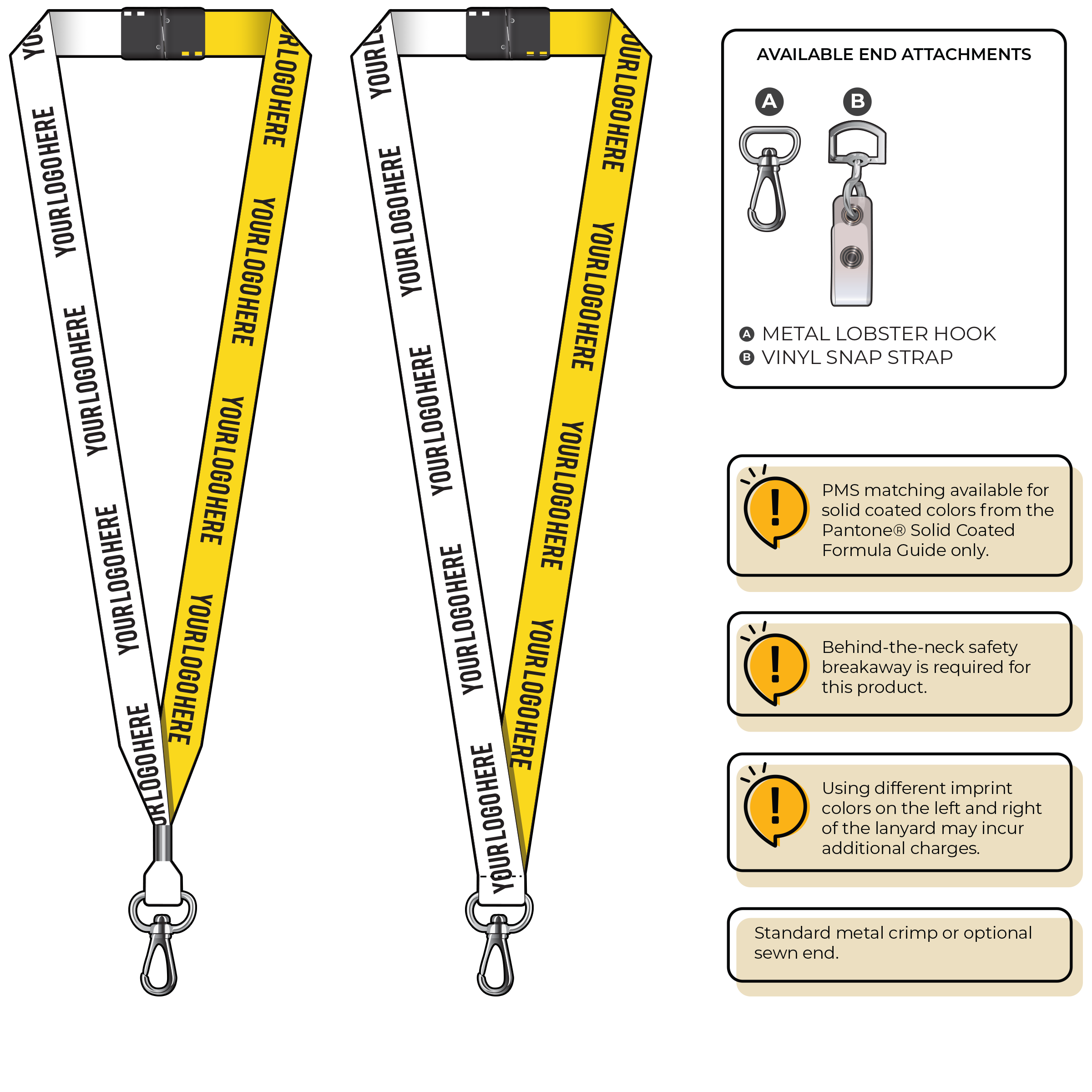 BH0052 | 3/4" Two Tone MicroWeave Silkscreen Lanyards :: NON-STANDARD END ATTACHMENTS