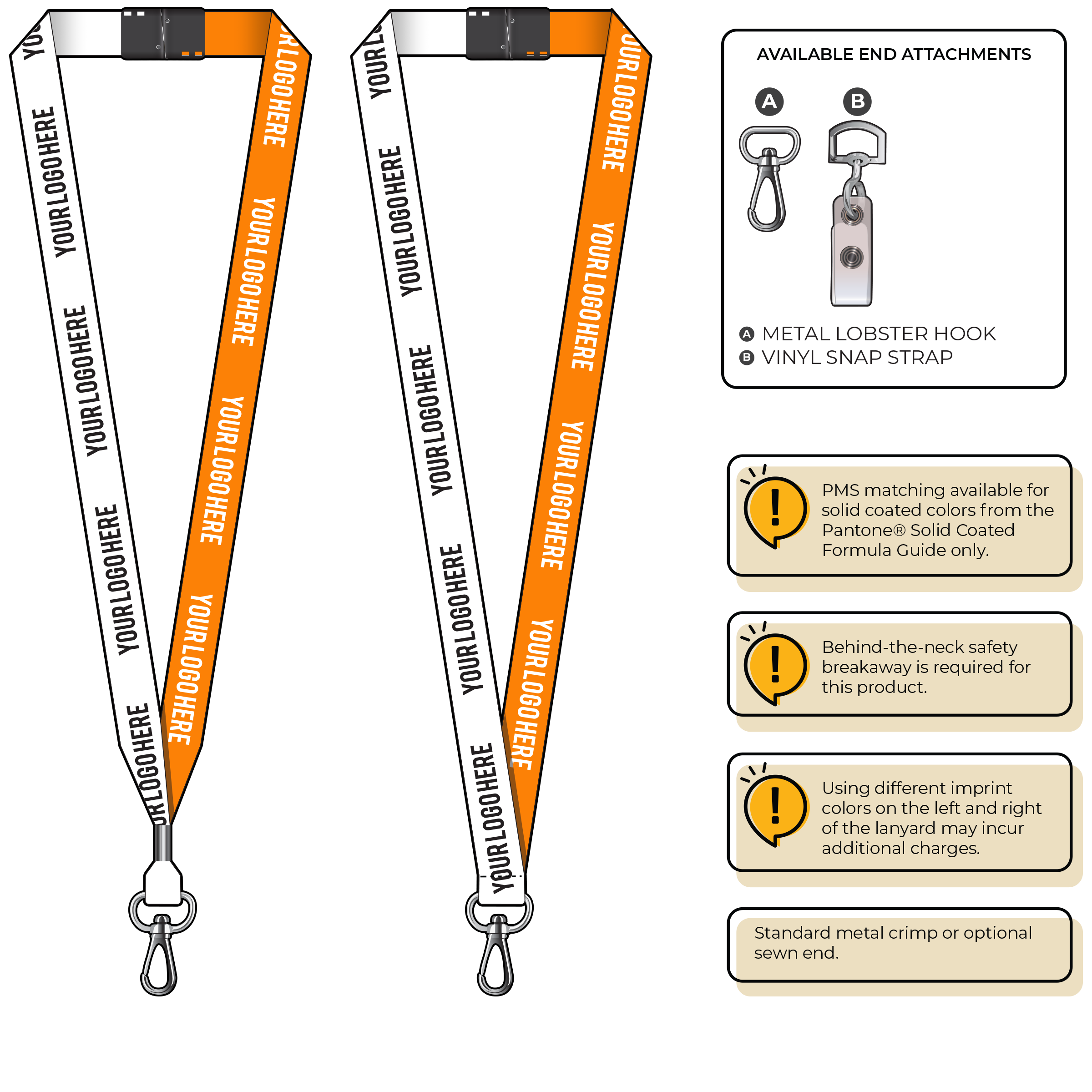 BH0052 | 3/4" Two Tone MicroWeave Silkscreen Lanyards :: NON-STANDARD END ATTACHMENTS