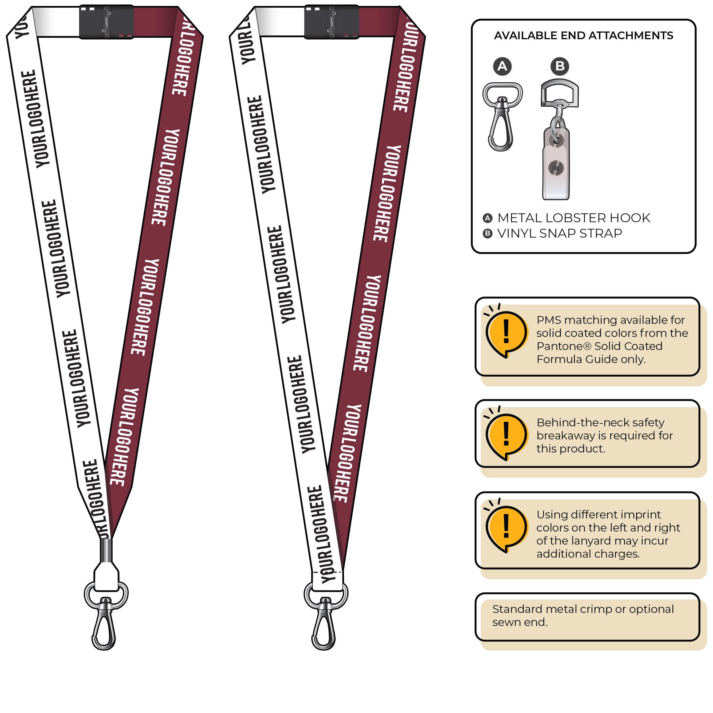 BH0052 | 3/4" Two Tone MicroWeave Silkscreen Lanyards :: NON-STANDARD END ATTACHMENTS