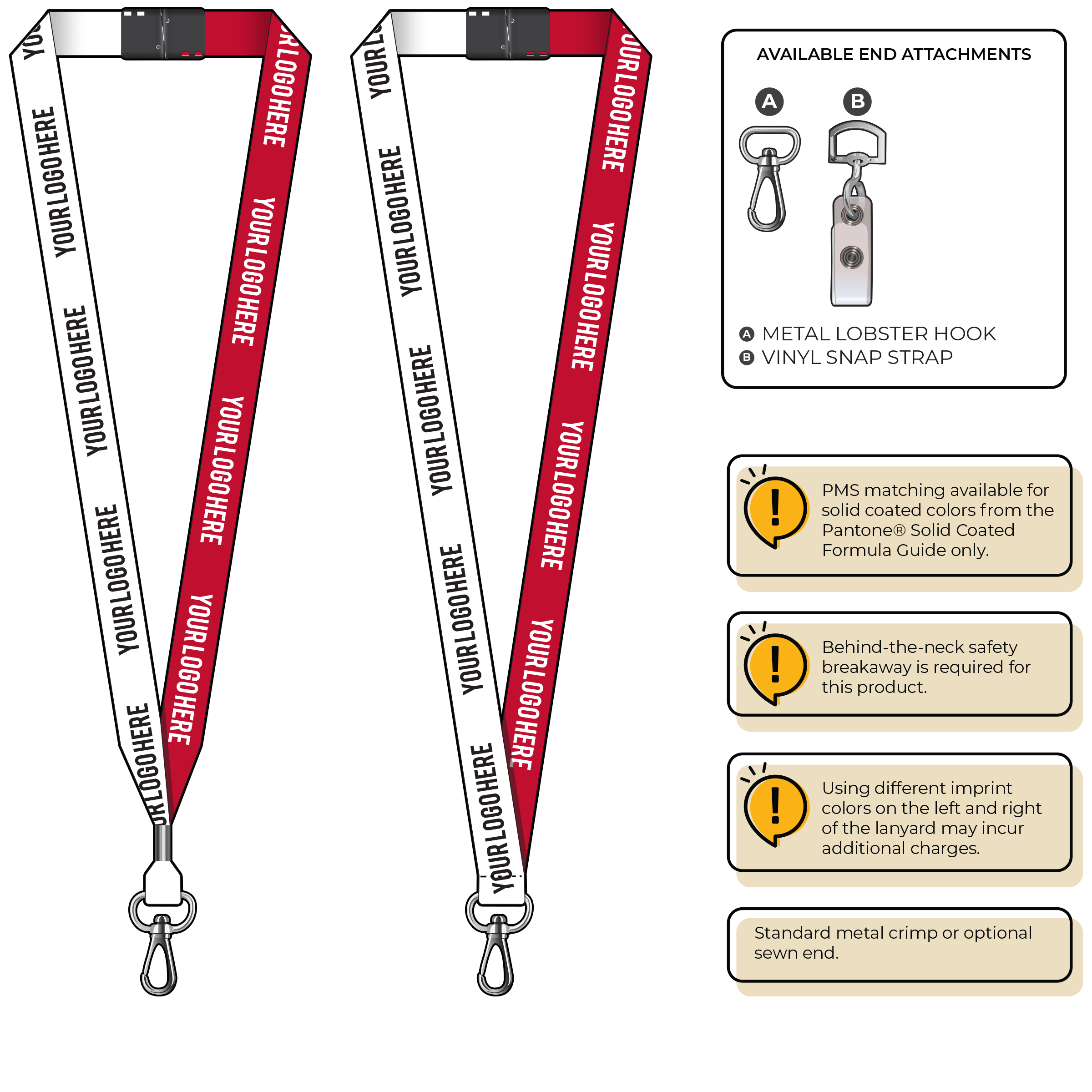 BH0052 | 3/4" Two Tone MicroWeave Silkscreen Lanyards :: NON-STANDARD END ATTACHMENTS