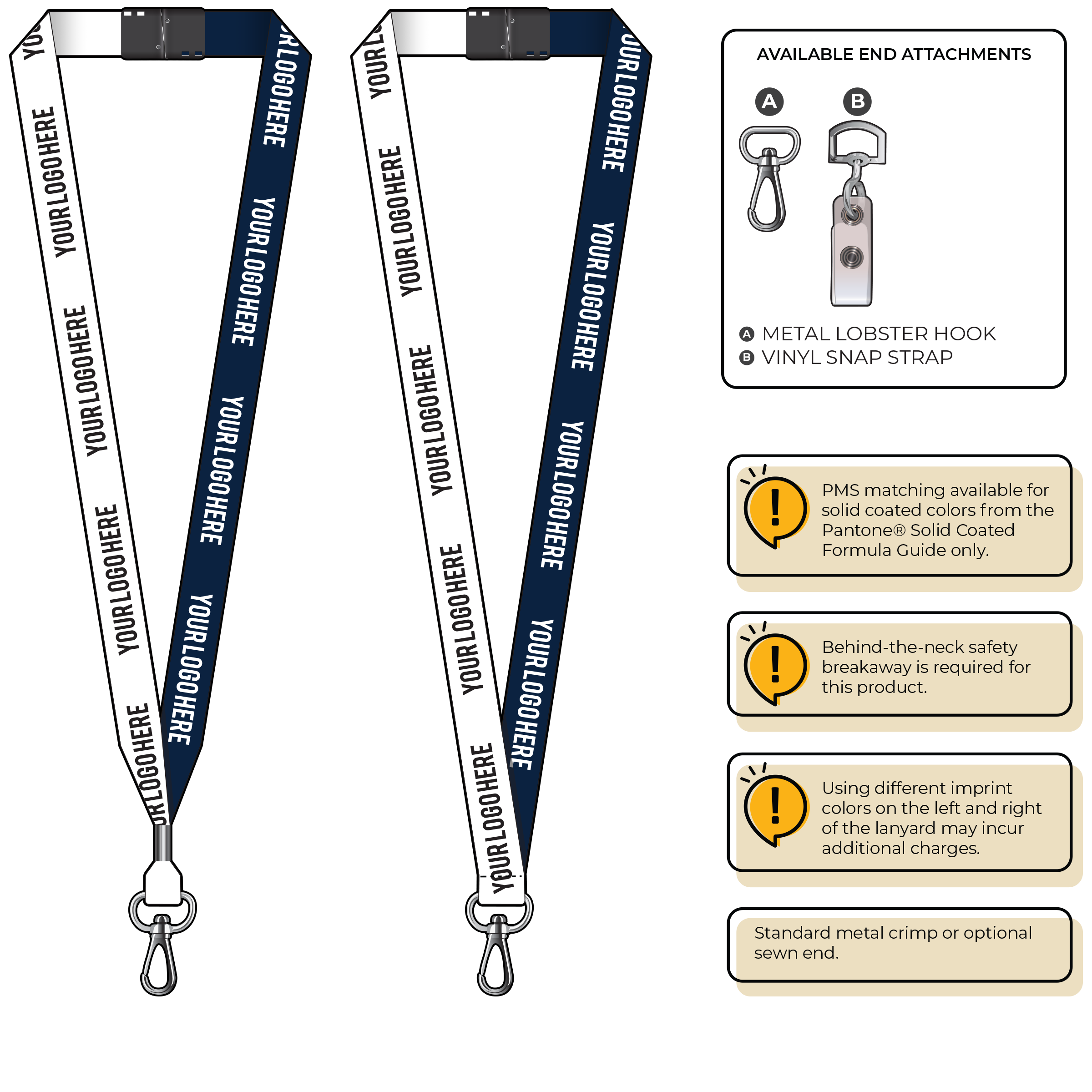 BH0052 | 3/4" Two Tone MicroWeave Silkscreen Lanyards :: NON-STANDARD END ATTACHMENTS