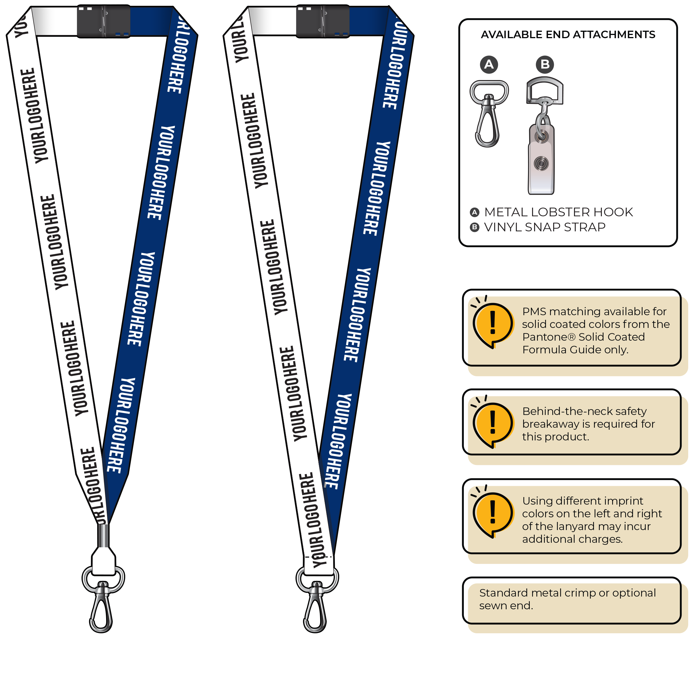 BH0052 | 3/4" Two Tone MicroWeave Silkscreen Lanyards :: NON-STANDARD END ATTACHMENTS