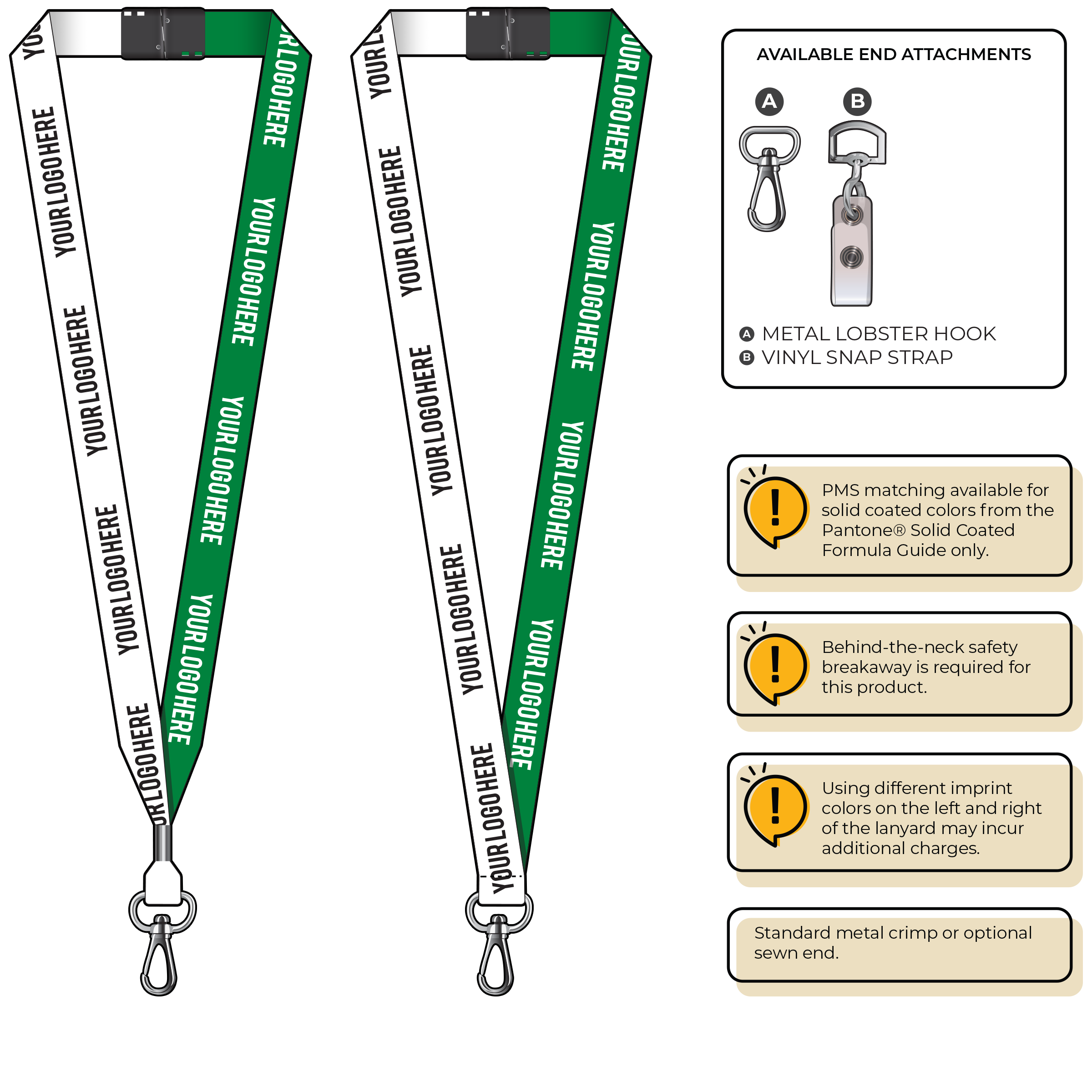 BH0052 | 3/4" Two Tone MicroWeave Silkscreen Lanyards :: NON-STANDARD END ATTACHMENTS