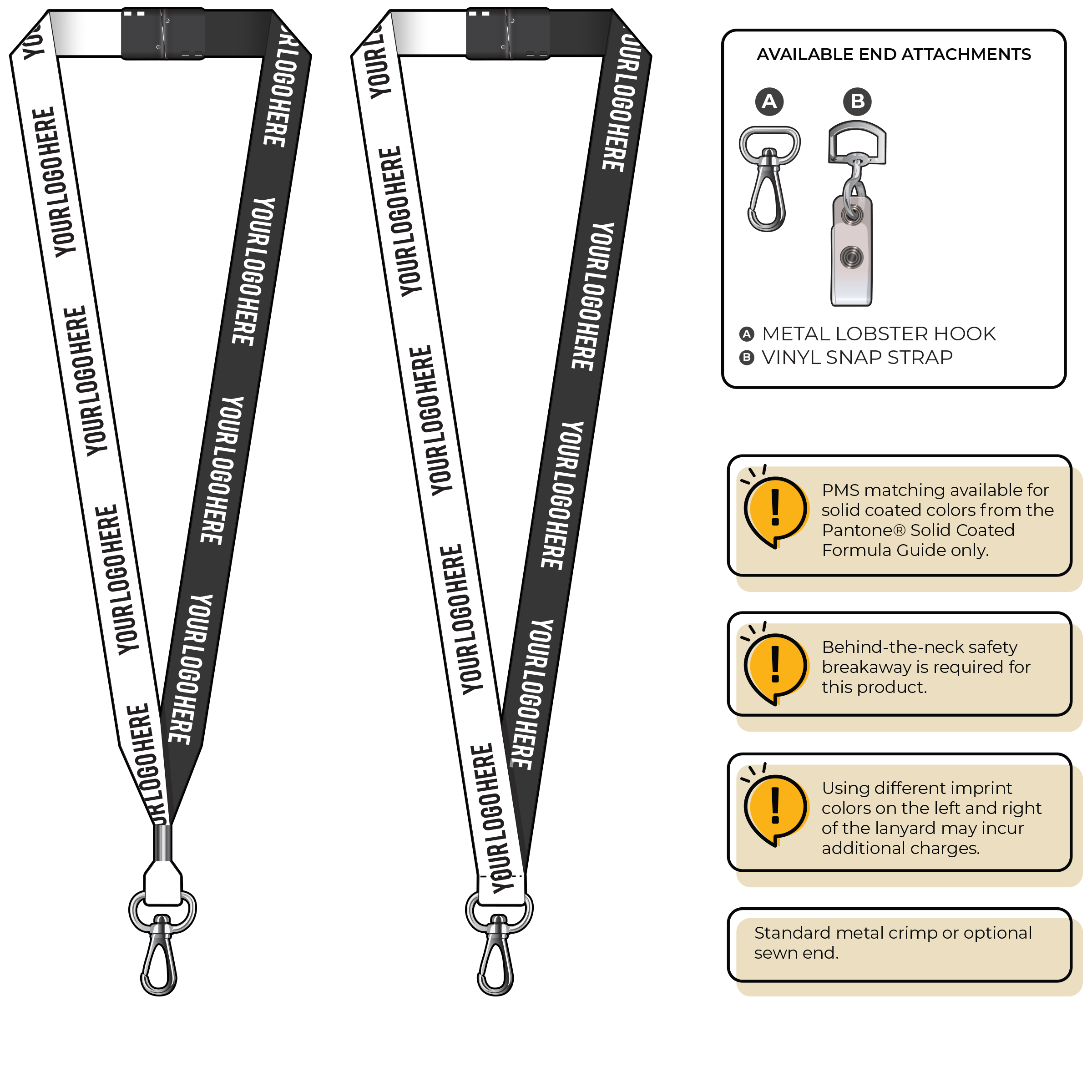 BH0052 | 3/4" Two Tone MicroWeave Silkscreen Lanyards :: NON-STANDARD END ATTACHMENTS
