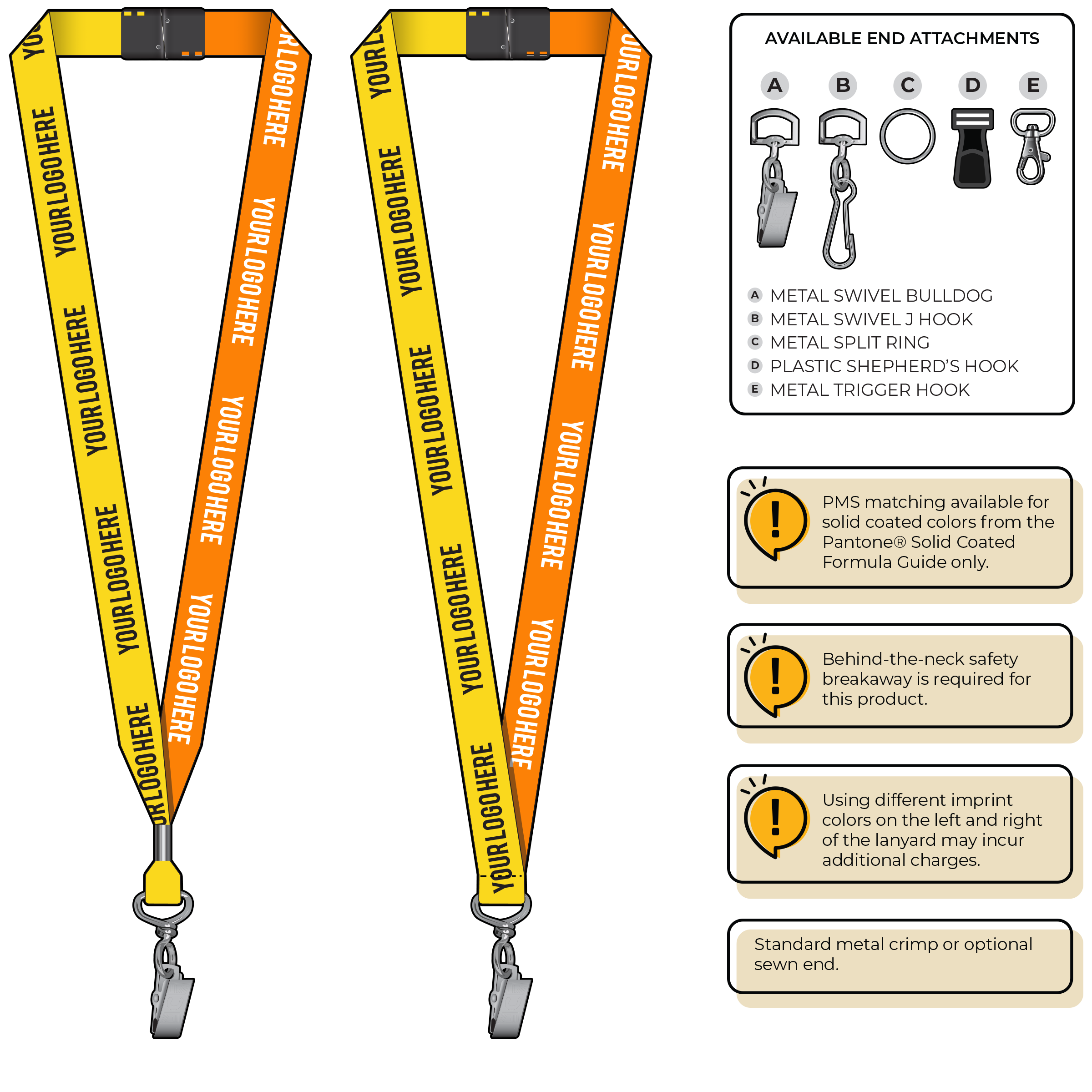 BH0052 | 3/4" Two Tone MicroWeave Silkscreen Lanyards :: STANDARD END ATTACHMENTS