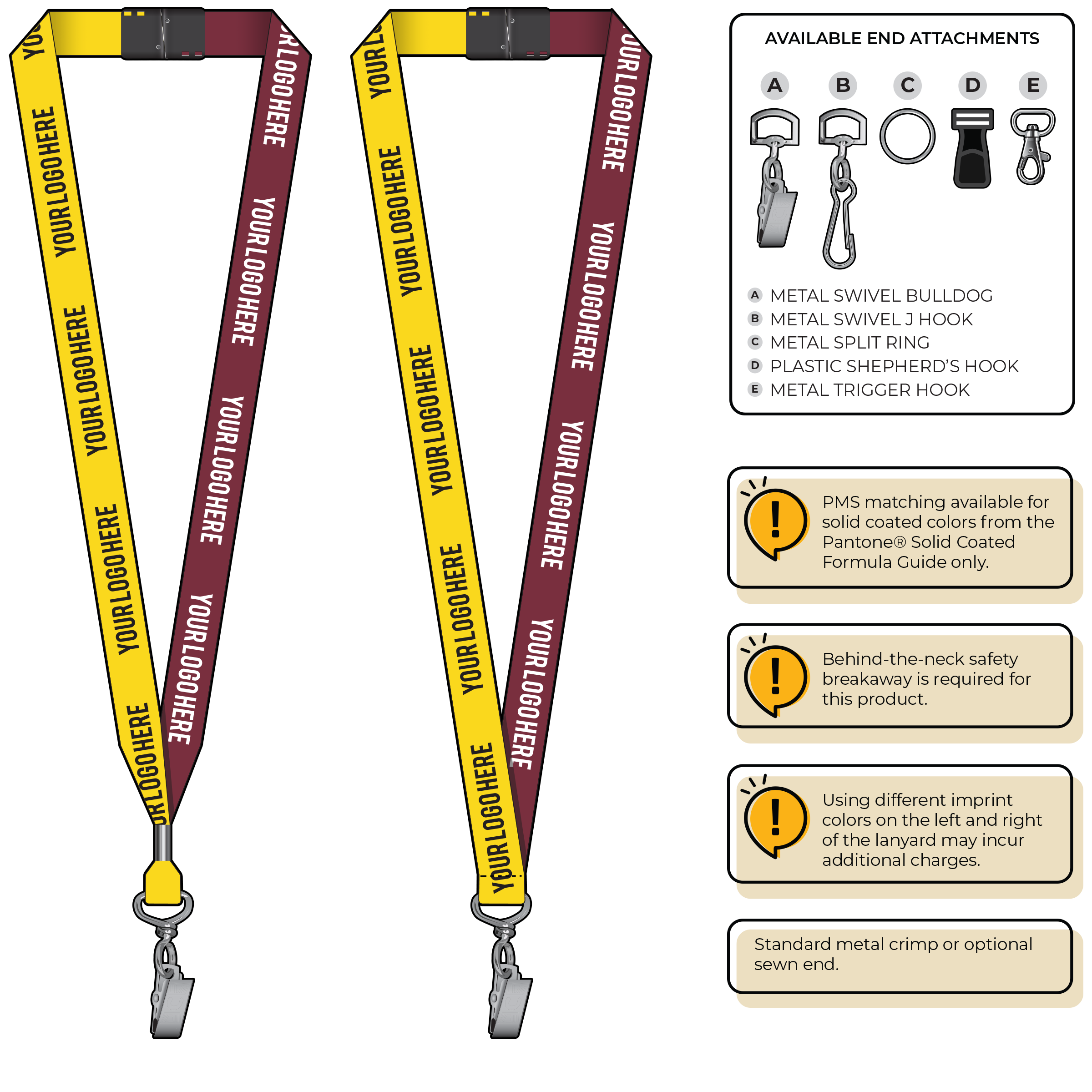 BH0052 | 3/4" Two Tone MicroWeave Silkscreen Lanyards :: STANDARD END ATTACHMENTS