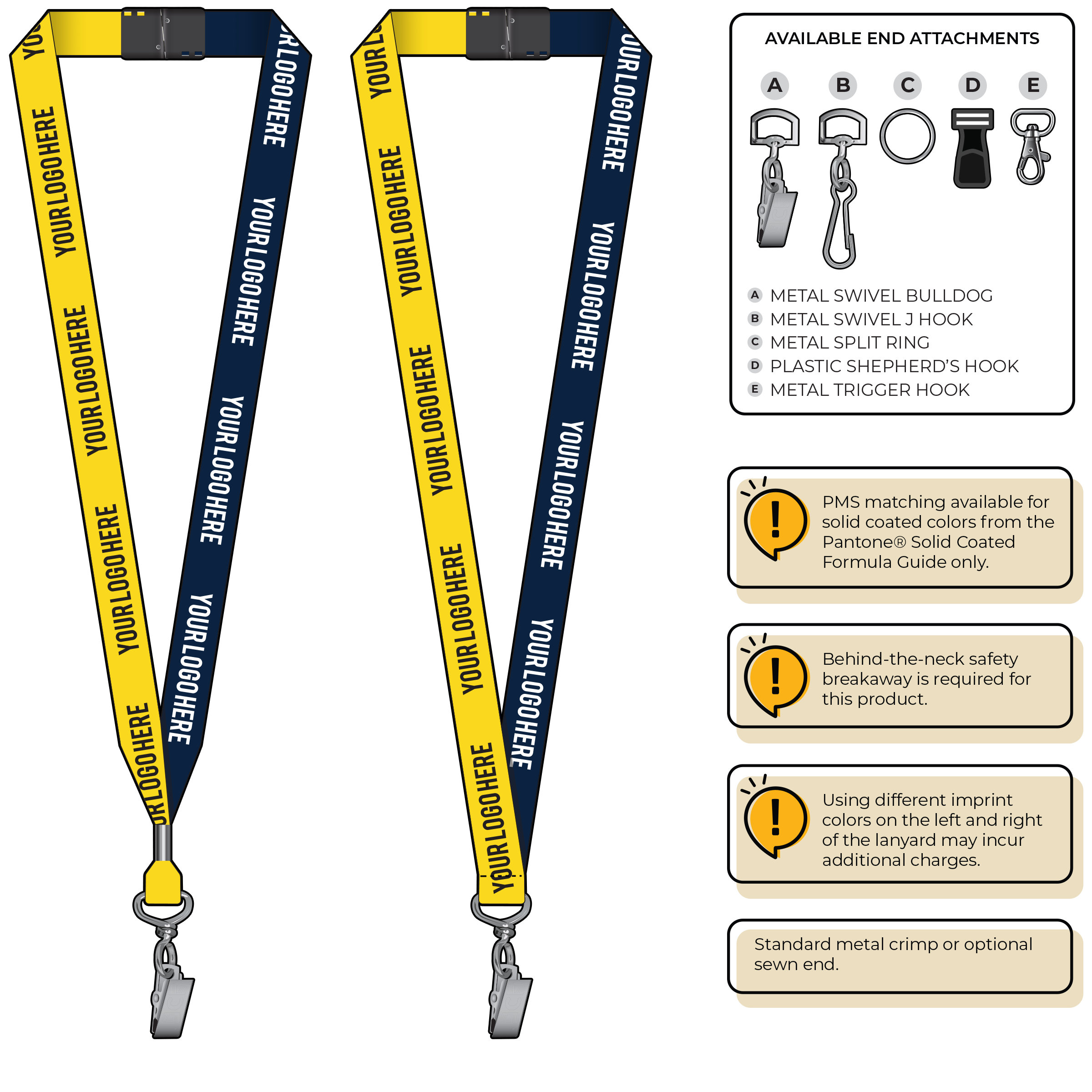 BH0052 | 3/4" Two Tone MicroWeave Silkscreen Lanyards :: STANDARD END ATTACHMENTS