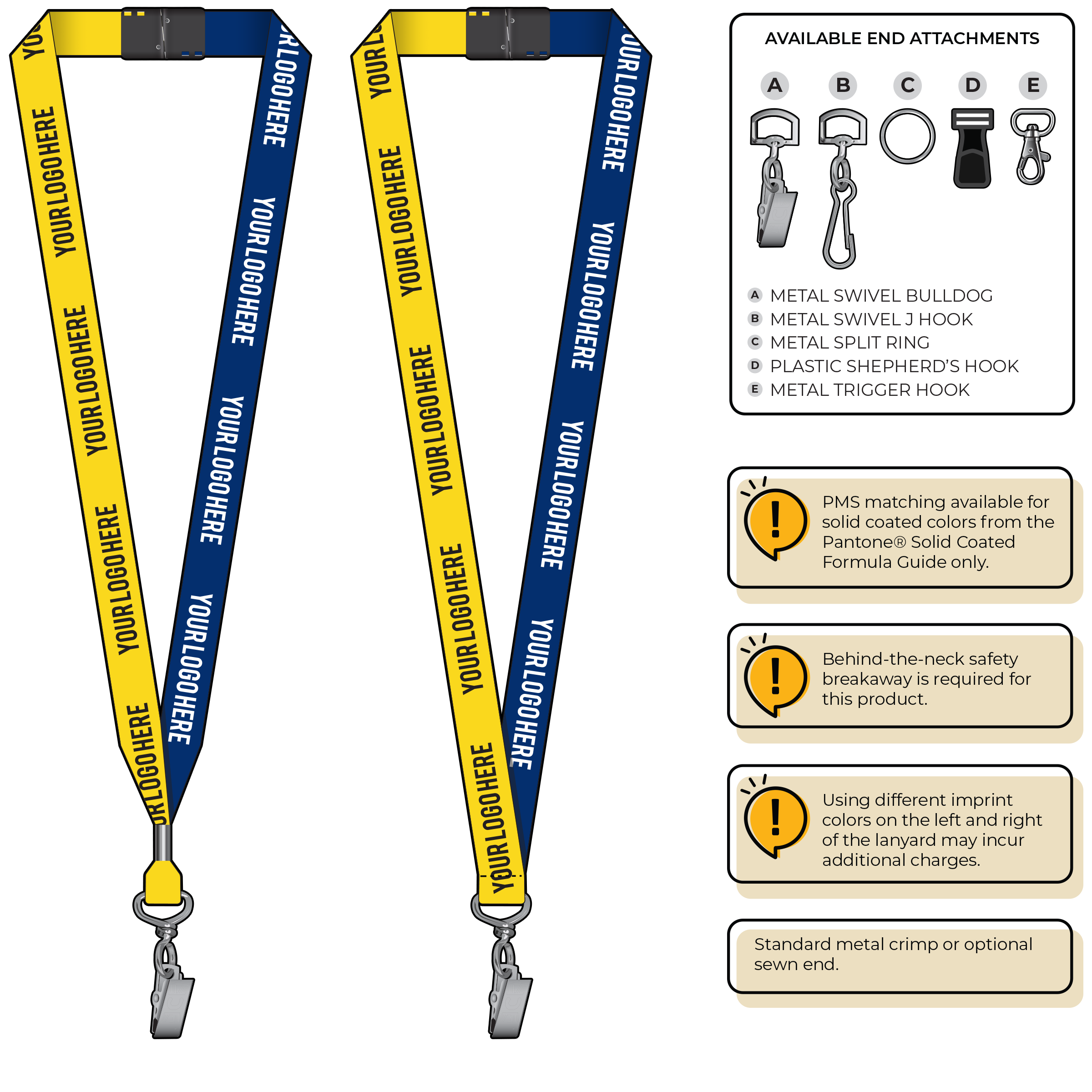 BH0052 | 3/4" Two Tone MicroWeave Silkscreen Lanyards :: STANDARD END ATTACHMENTS
