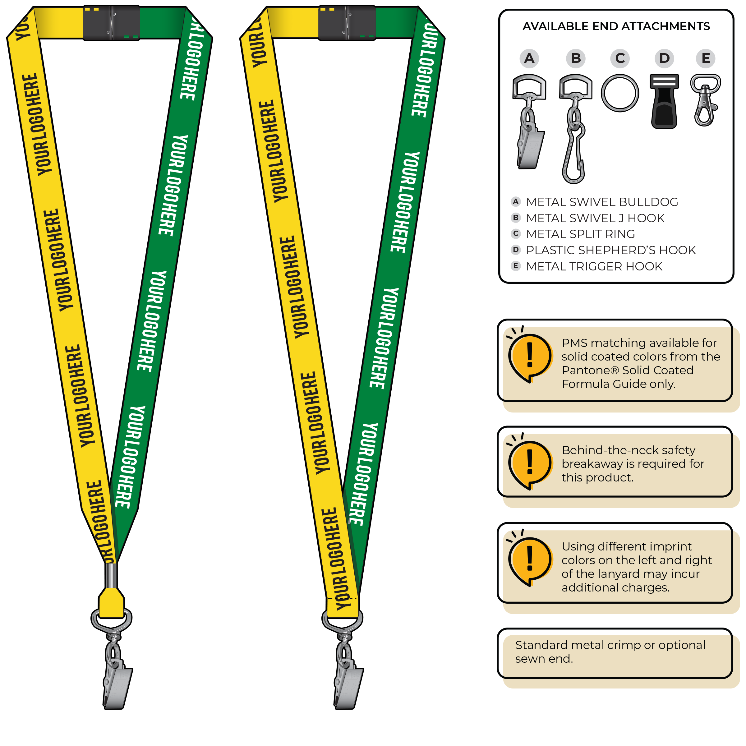 BH0052 | 3/4" Two Tone MicroWeave Silkscreen Lanyards :: STANDARD END ATTACHMENTS