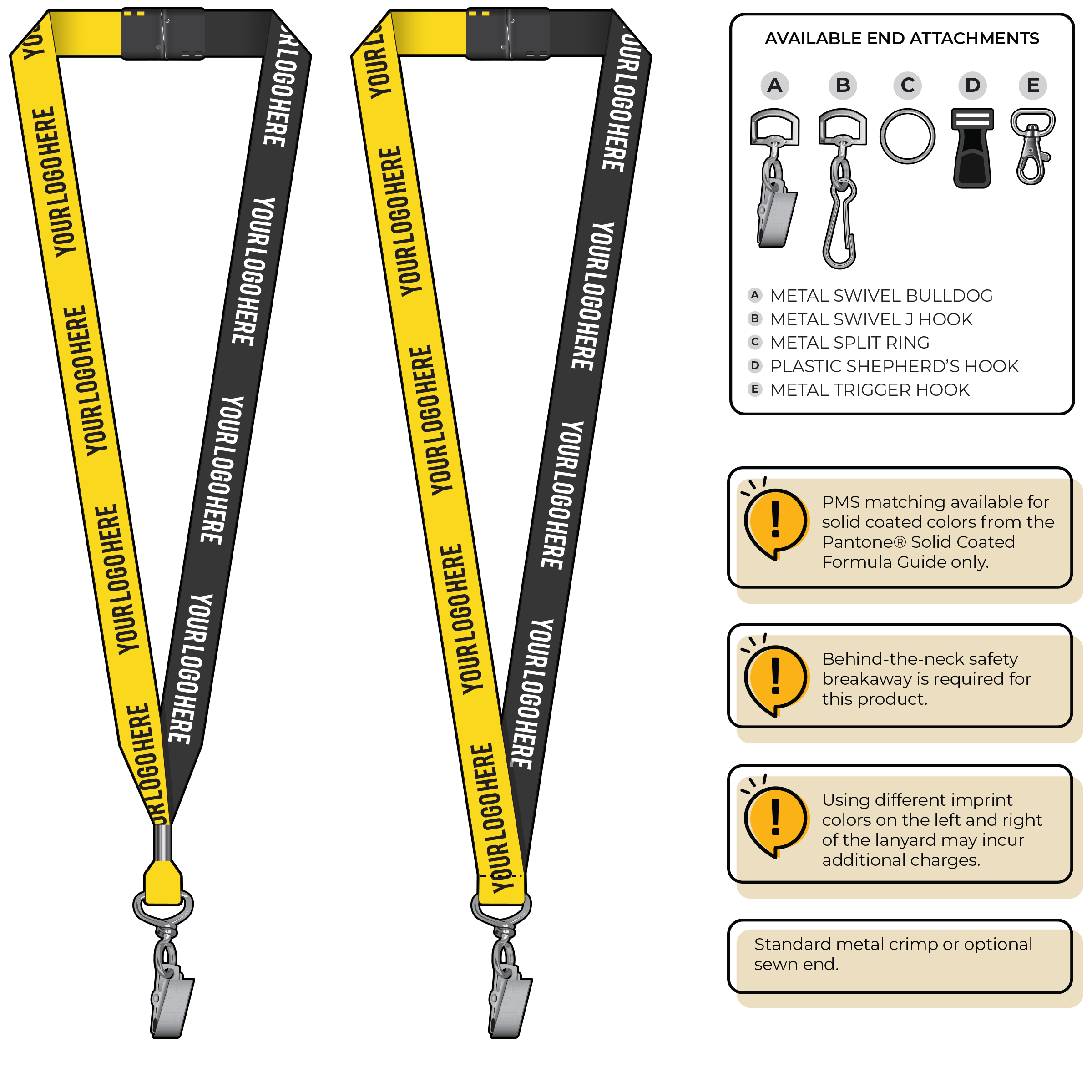 BH0052 | 3/4" Two Tone MicroWeave Silkscreen Lanyards :: STANDARD END ATTACHMENTS