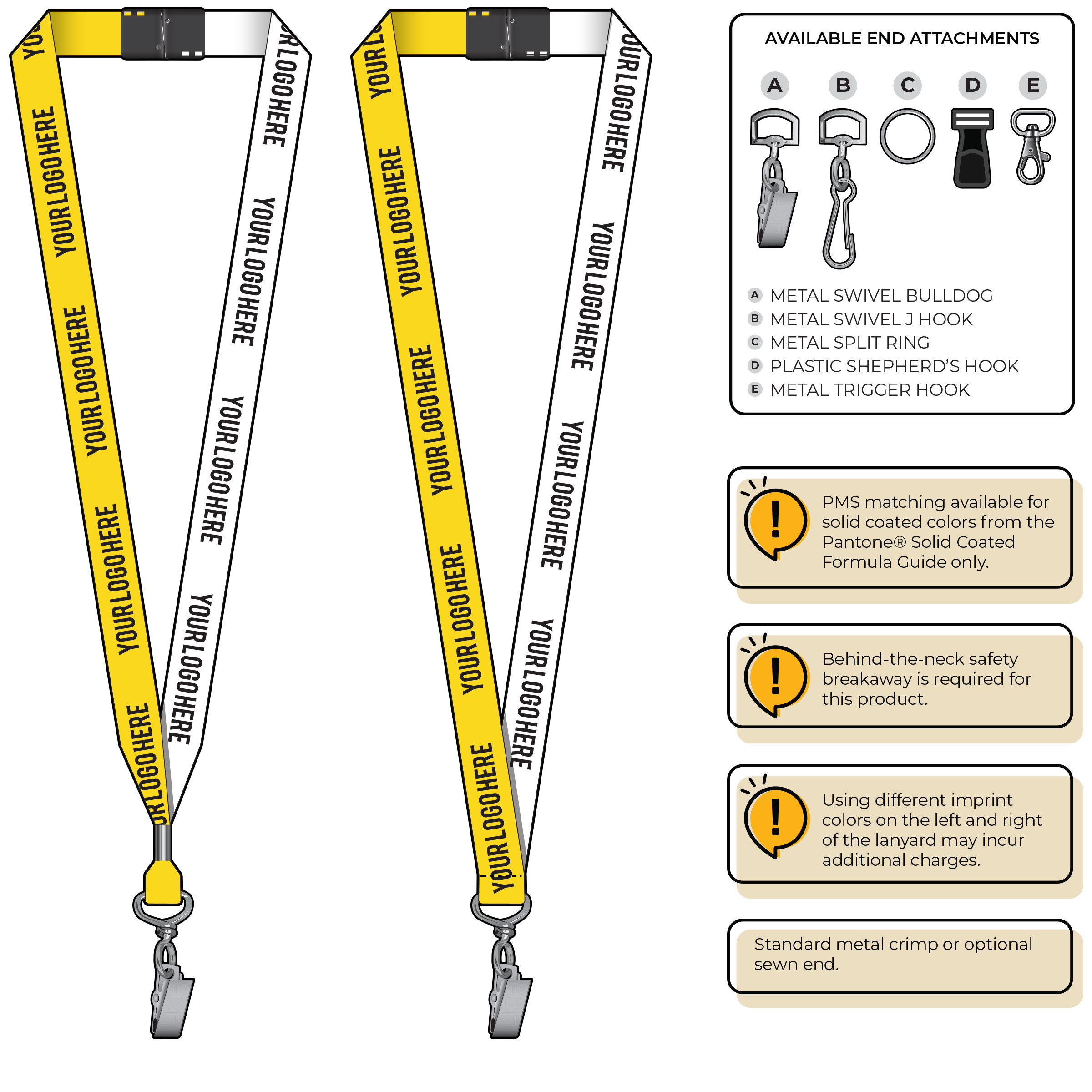 BH0052 | 3/4" Two Tone MicroWeave Silkscreen Lanyards :: STANDARD END ATTACHMENTS