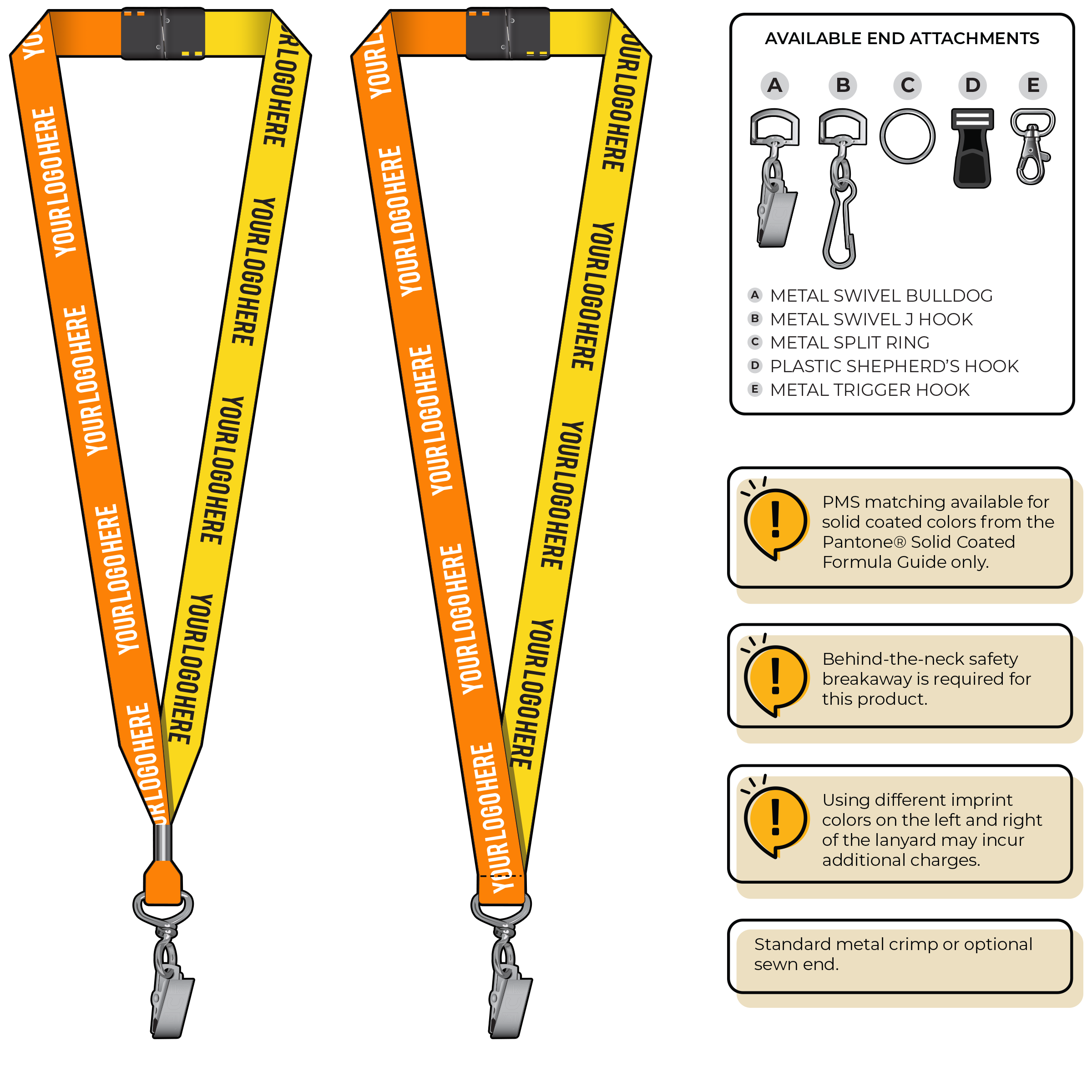 BH0052 | 3/4" Two Tone MicroWeave Silkscreen Lanyards :: STANDARD END ATTACHMENTS