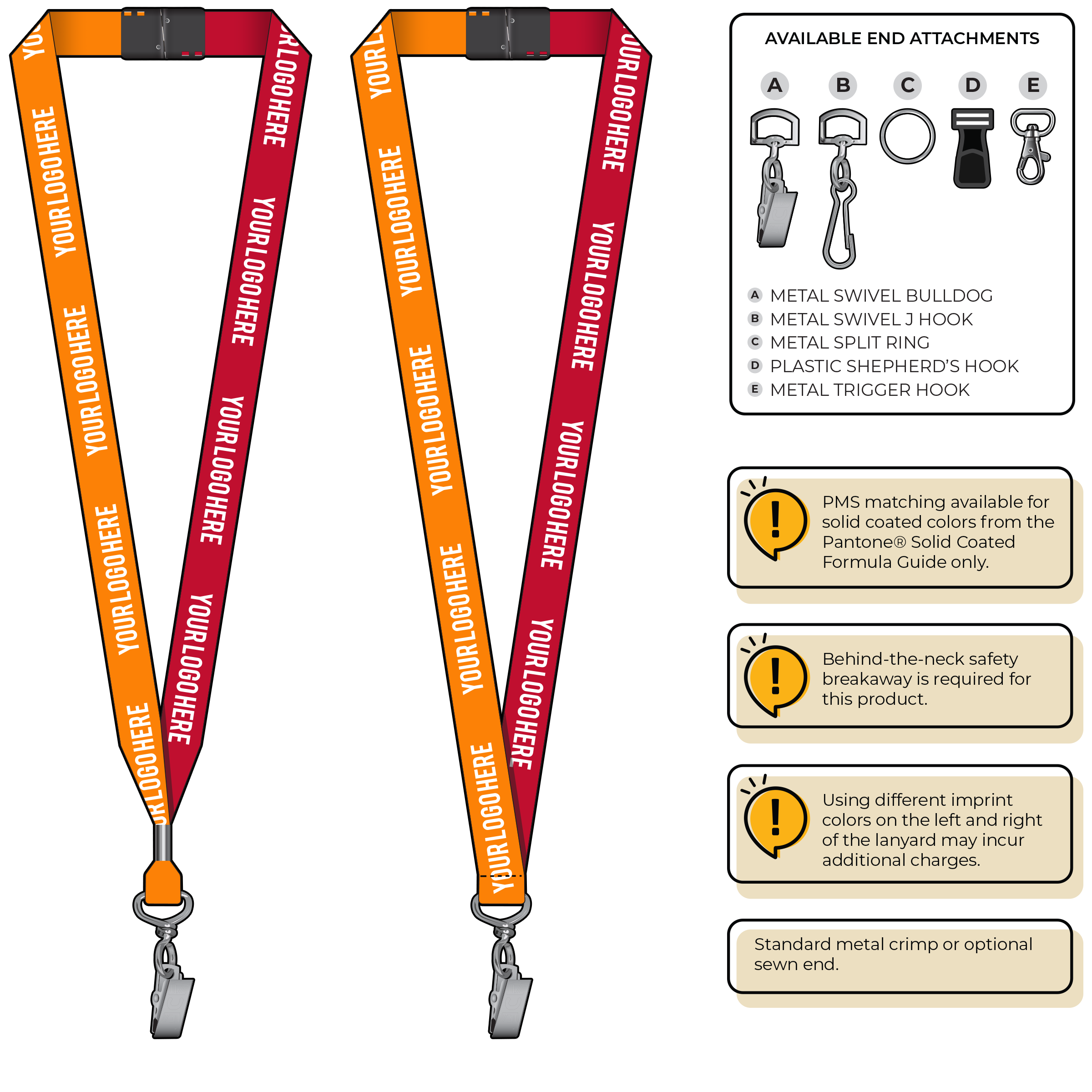 BH0052 | 3/4" Two Tone MicroWeave Silkscreen Lanyards :: STANDARD END ATTACHMENTS