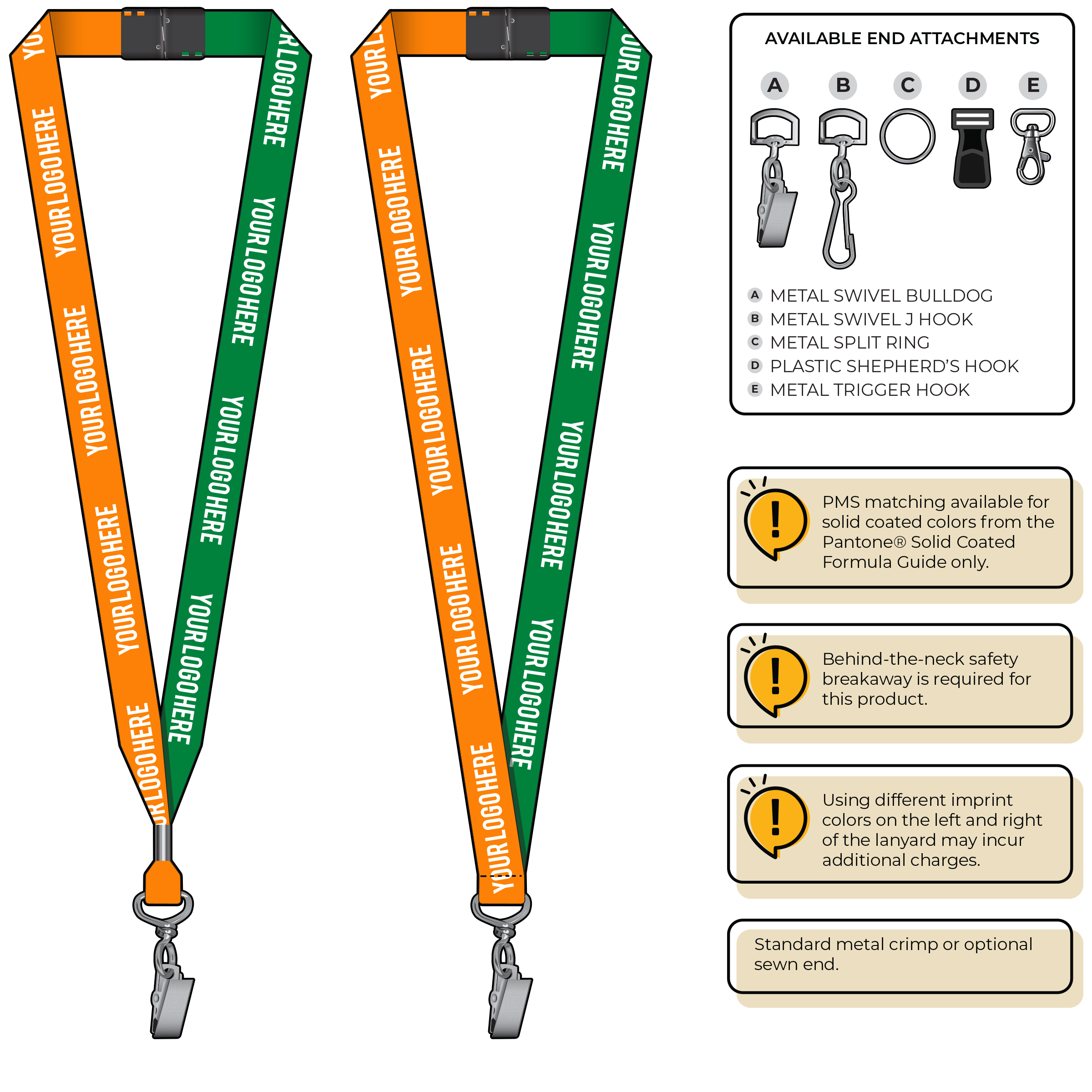 BH0052 | 3/4" Two Tone MicroWeave Silkscreen Lanyards :: STANDARD END ATTACHMENTS