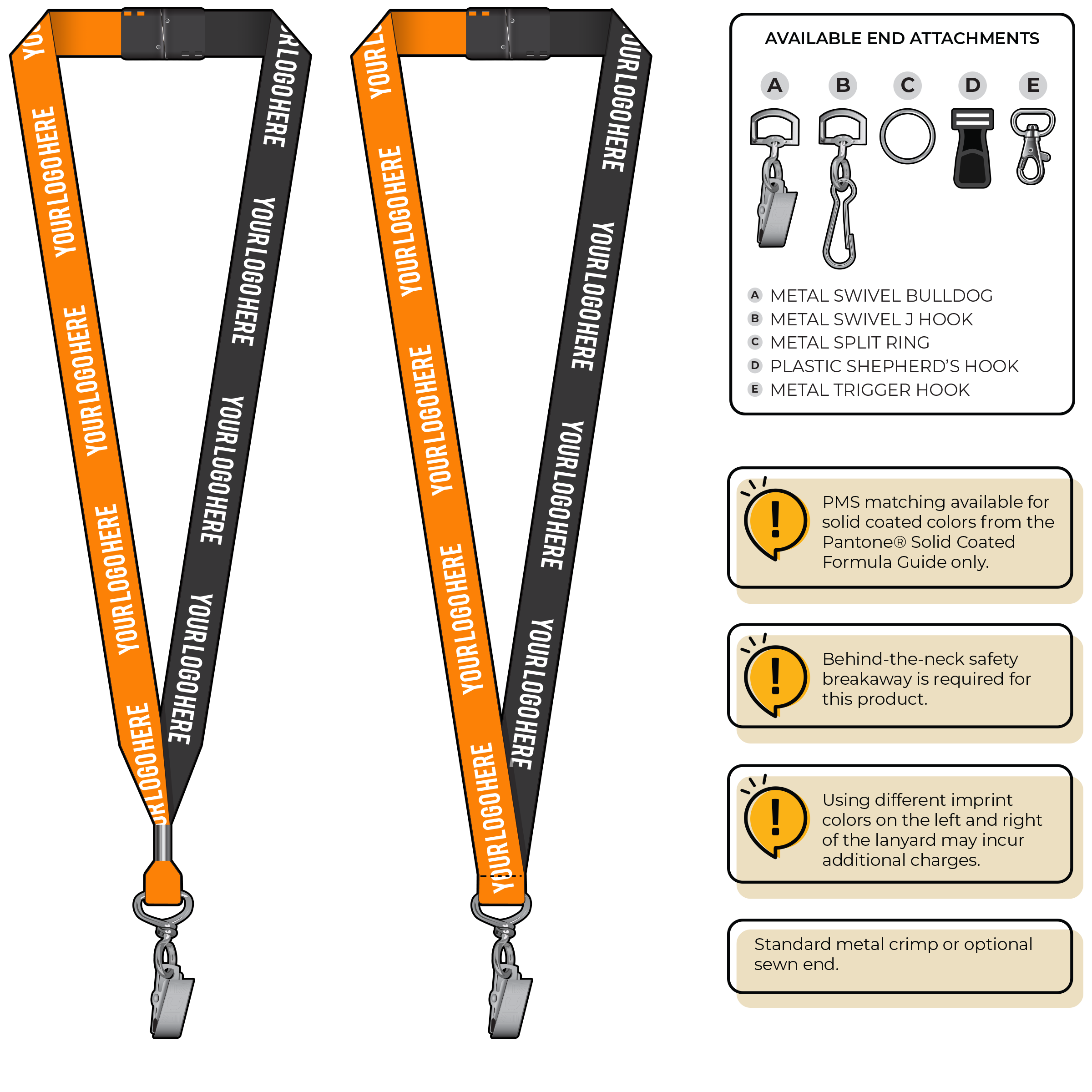 BH0052 | 3/4" Two Tone MicroWeave Silkscreen Lanyards :: STANDARD END ATTACHMENTS