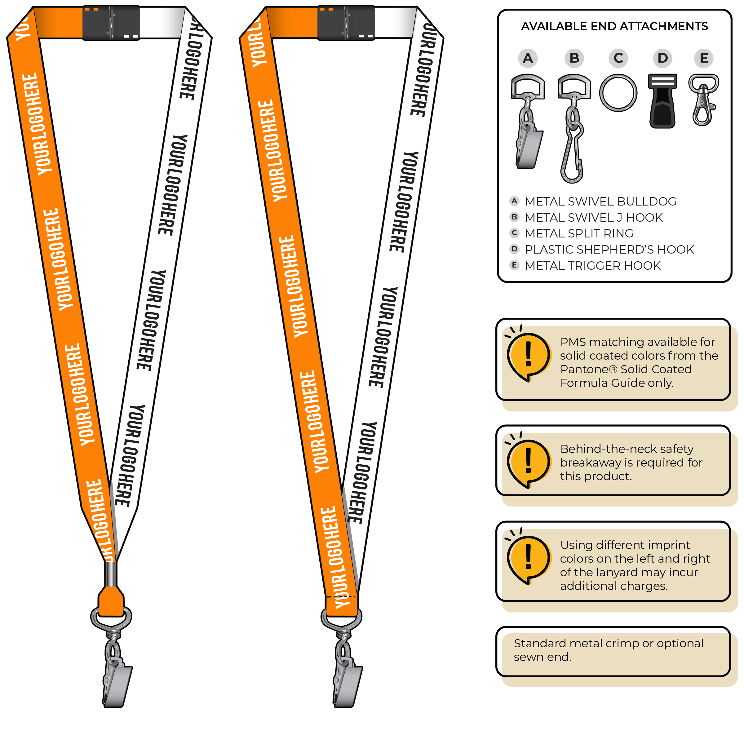 BH0052 | 3/4" Two Tone MicroWeave Silkscreen Lanyards :: STANDARD END ATTACHMENTS