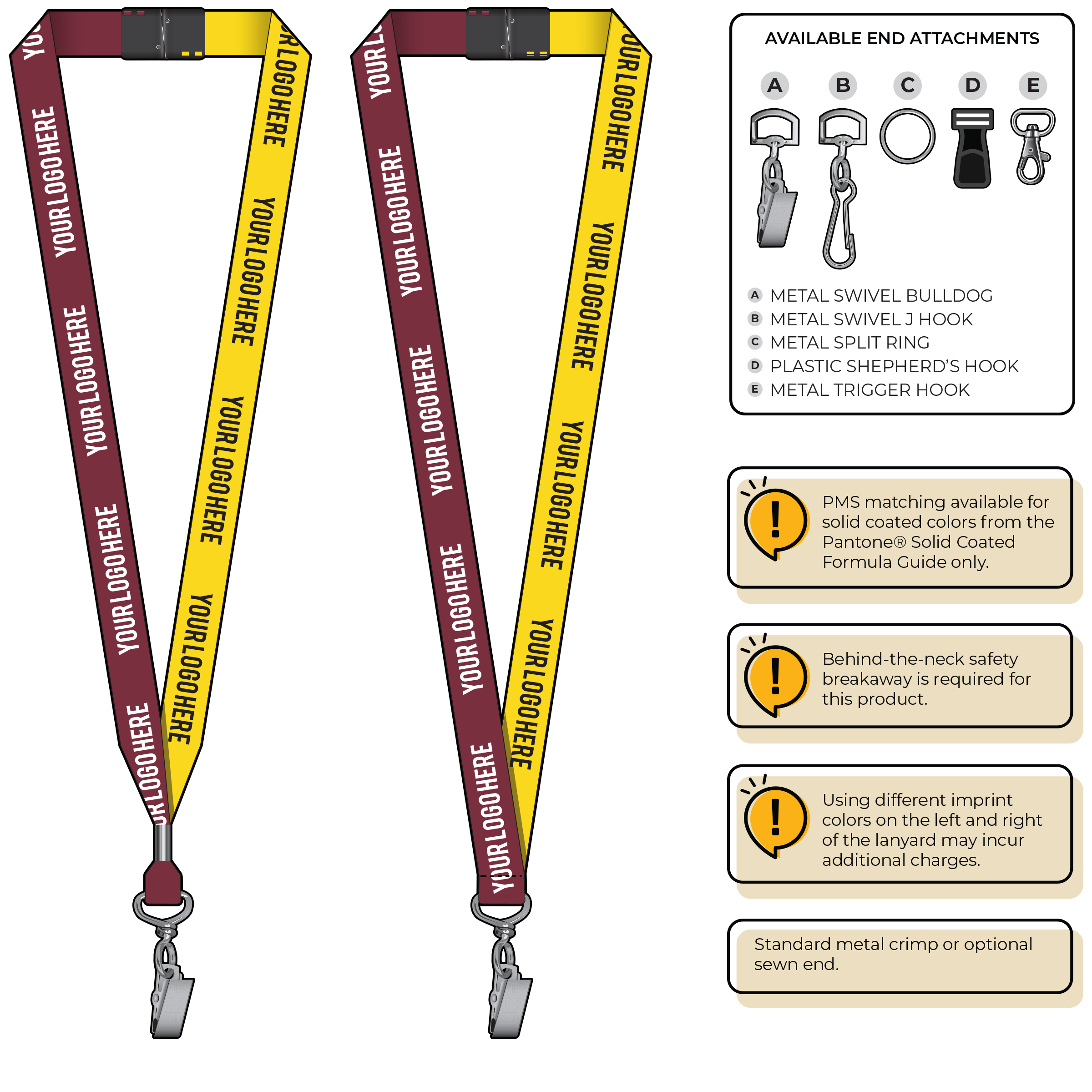 BH0052 | 3/4" Two Tone MicroWeave Silkscreen Lanyards :: STANDARD END ATTACHMENTS