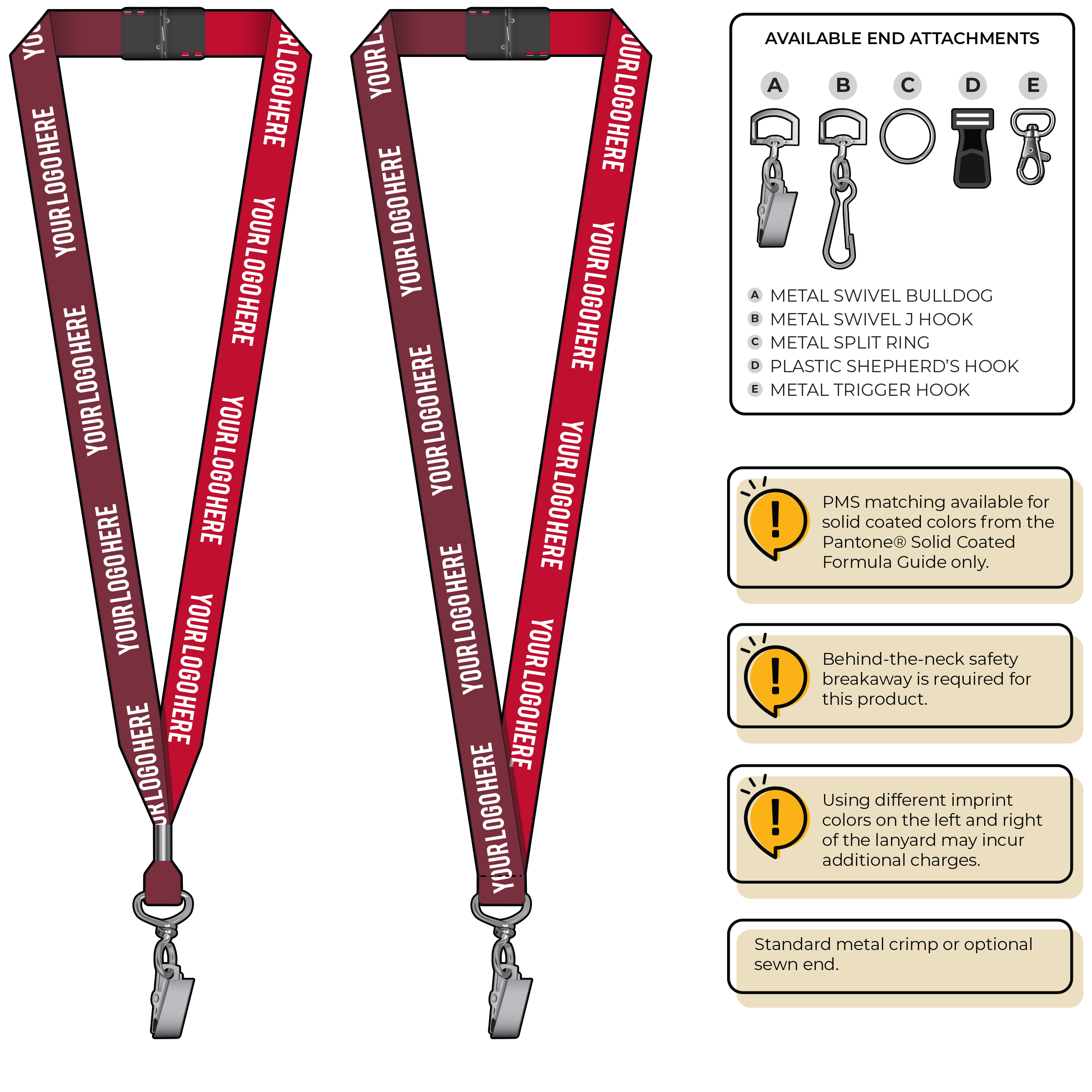 BH0052 | 3/4" Two Tone MicroWeave Silkscreen Lanyards :: STANDARD END ATTACHMENTS