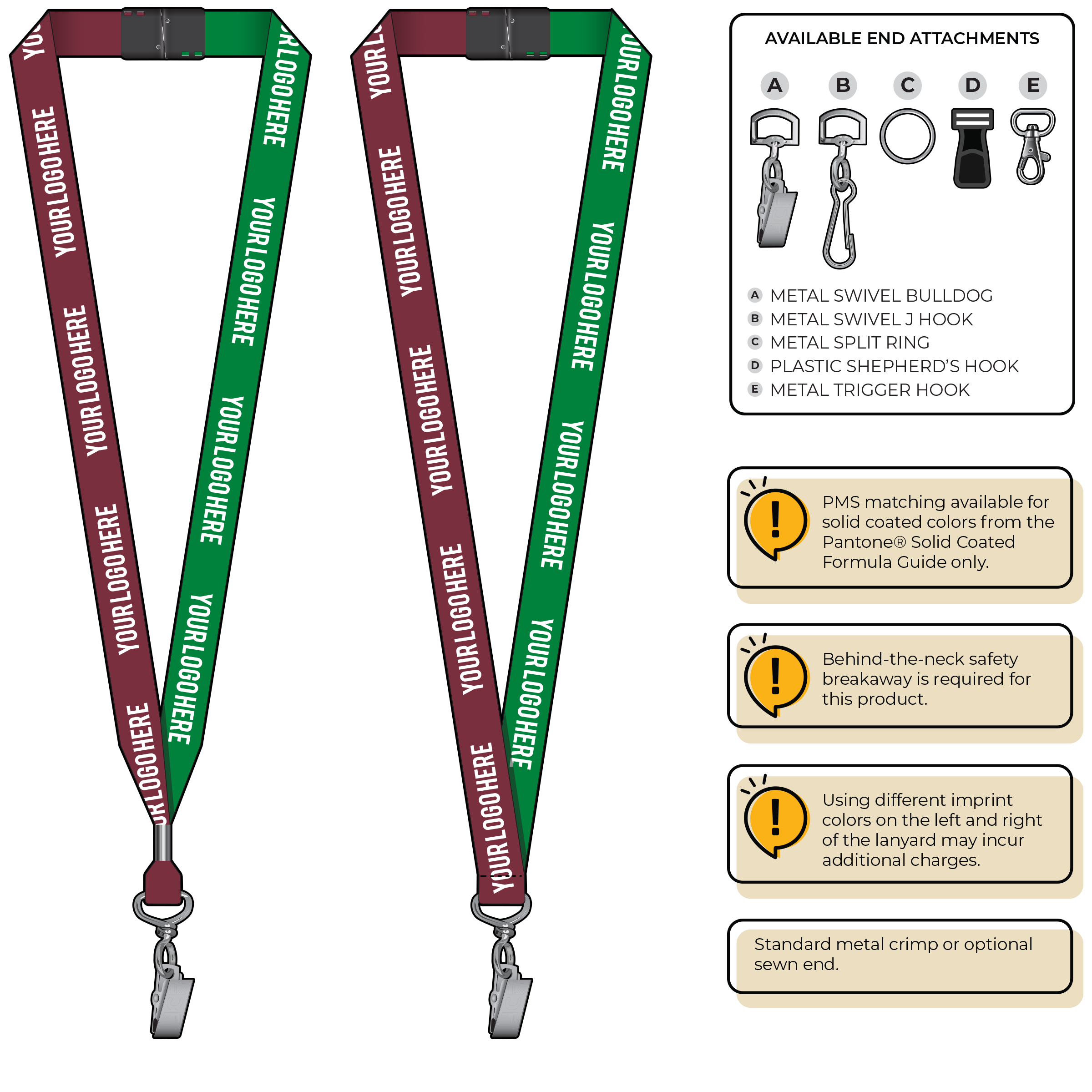 BH0052 | 3/4" Two Tone MicroWeave Silkscreen Lanyards :: STANDARD END ATTACHMENTS