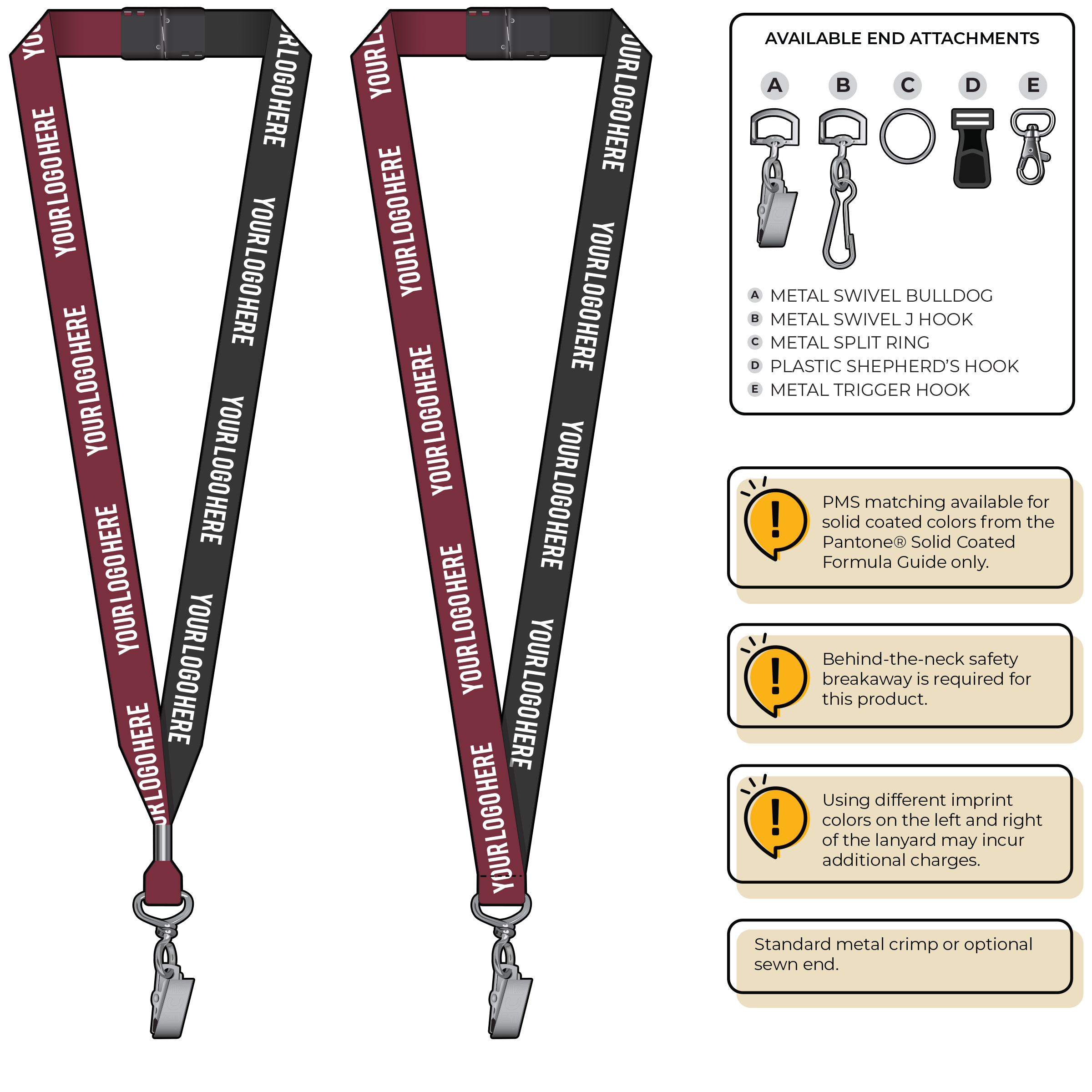 BH0052 | 3/4" Two Tone MicroWeave Silkscreen Lanyards :: STANDARD END ATTACHMENTS