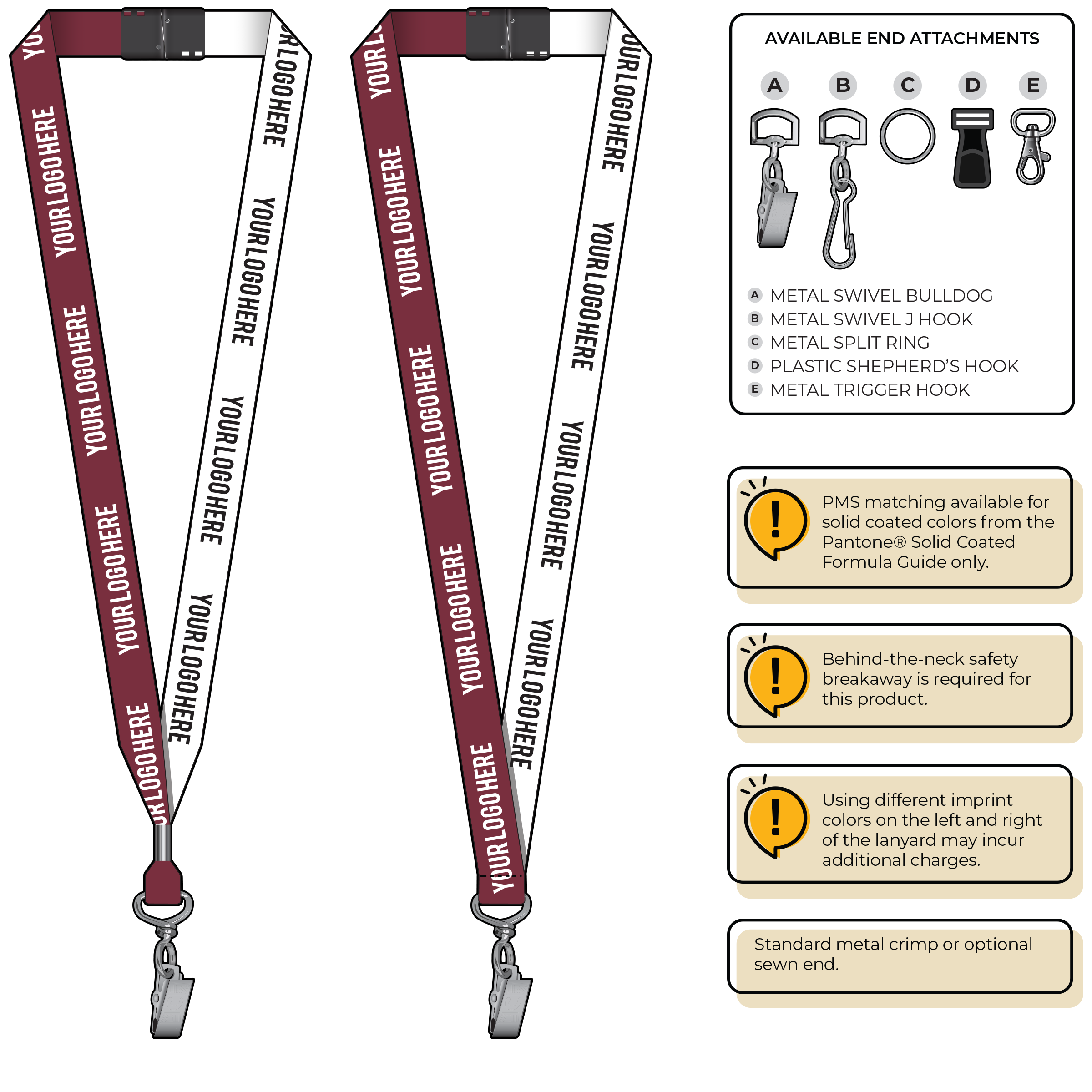 BH0052 | 3/4" Two Tone MicroWeave Silkscreen Lanyards :: STANDARD END ATTACHMENTS