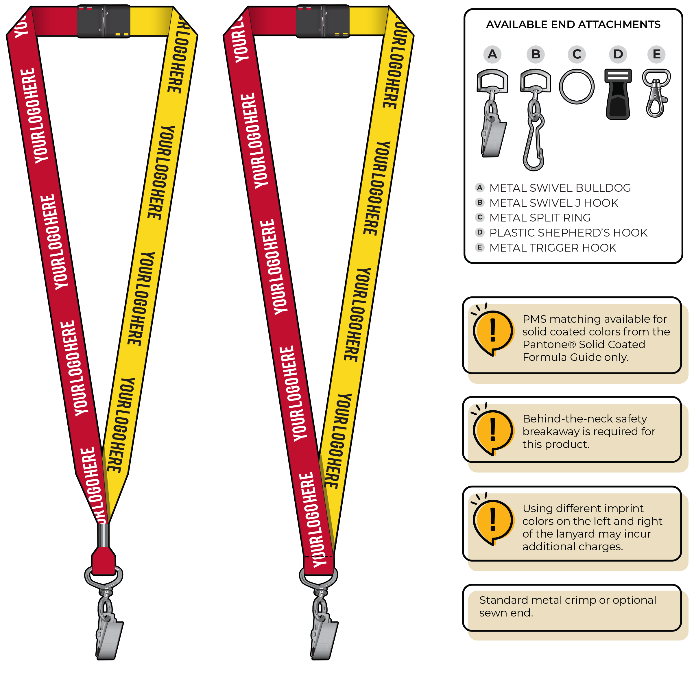 BH0052 | 3/4" Two Tone MicroWeave Silkscreen Lanyards :: STANDARD END ATTACHMENTS